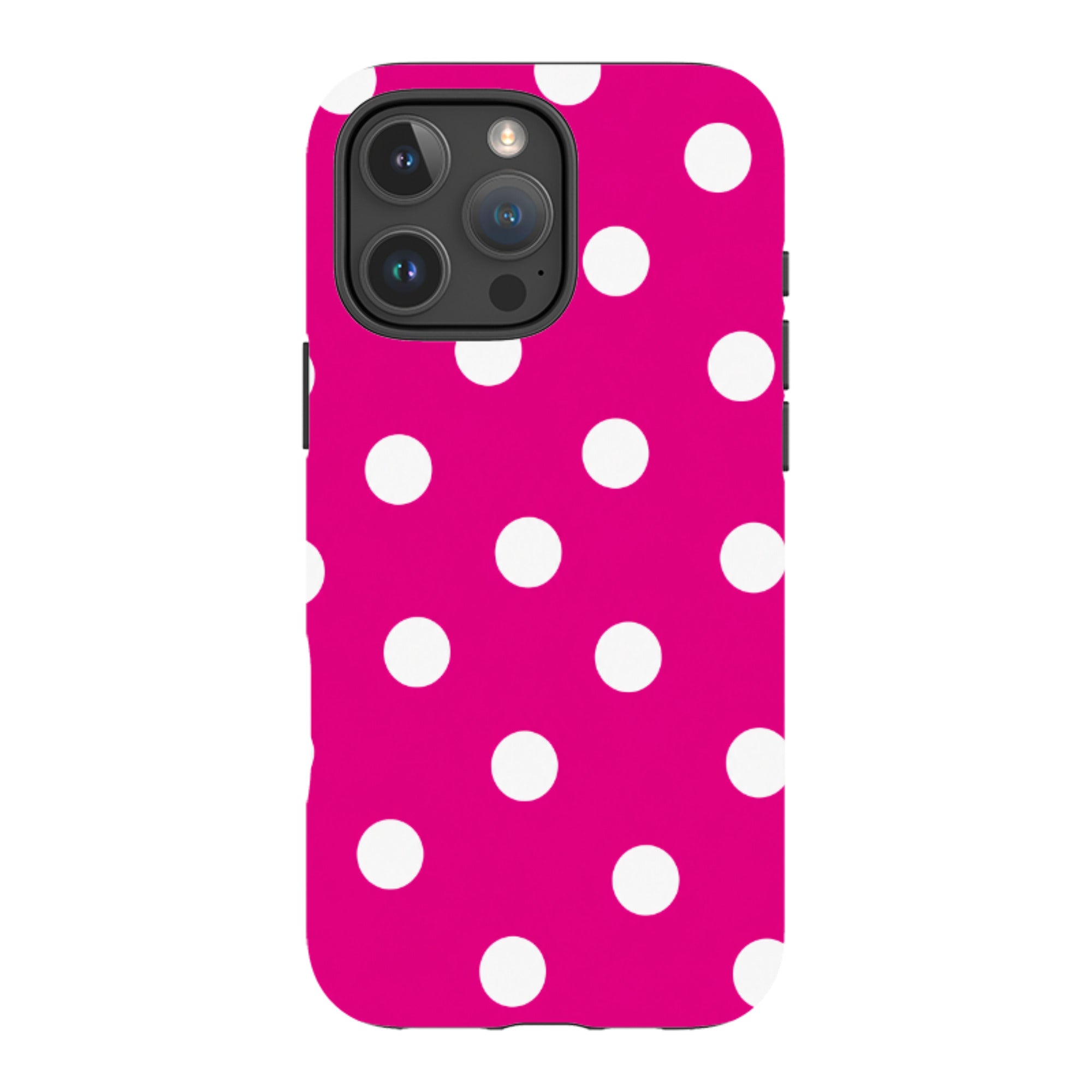 iPhone MagSafe Tough Case - Hot Pink & White Polka Dot