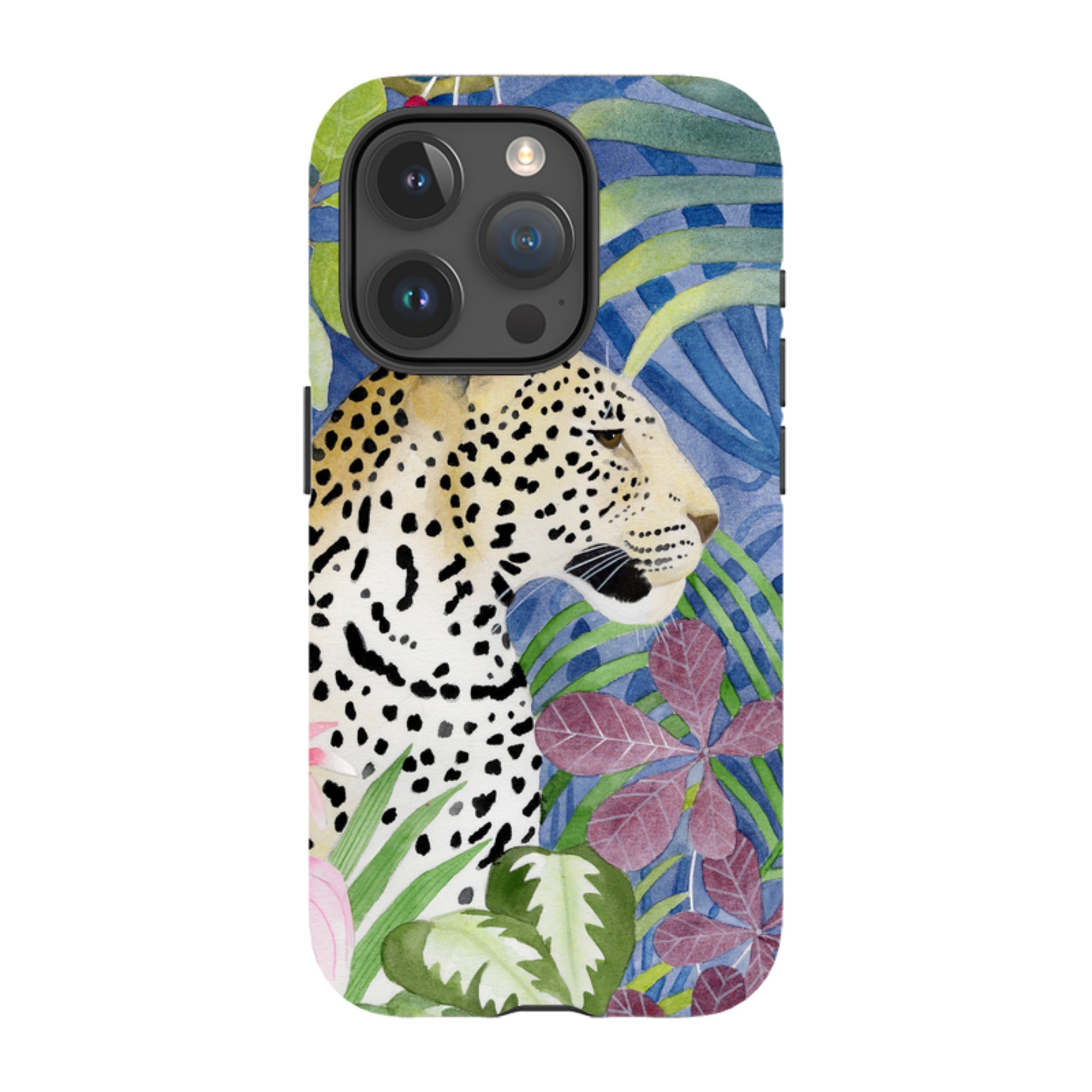 iPhone Tough Case - Blue Jungle Leopard By Bex Parkin