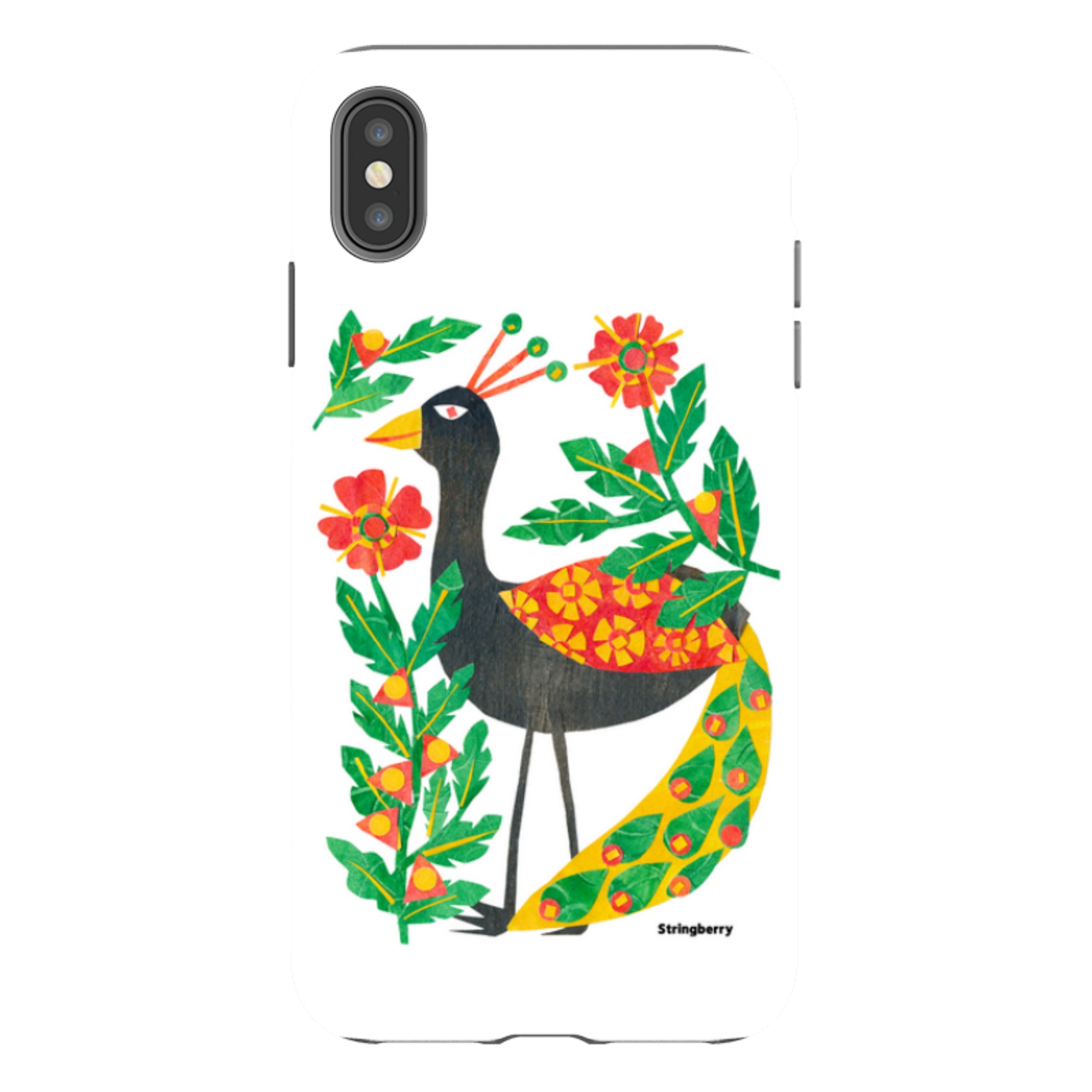 iPhone Tough Case - Folk Floral Peahen By Tracey English