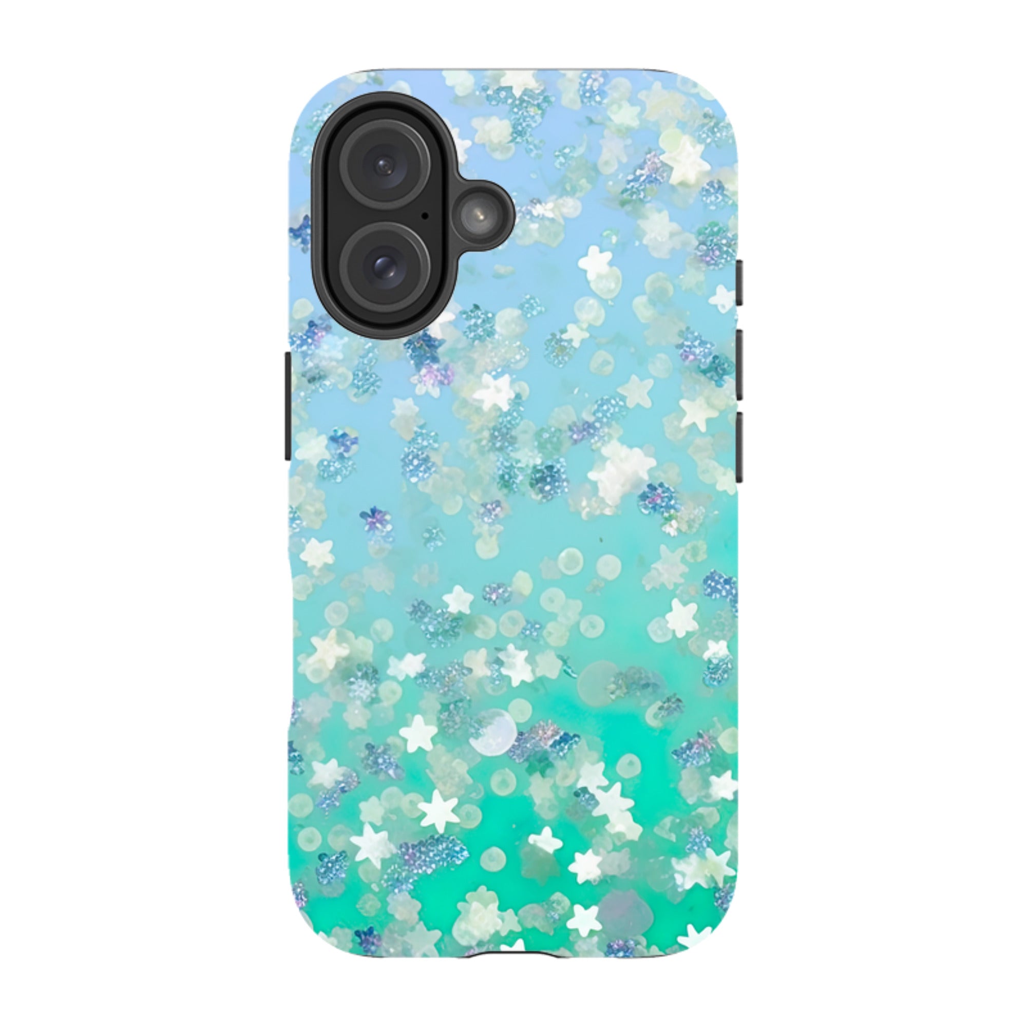 iPhone MagSafe Tough Case - Green Stars (case does not glitter)