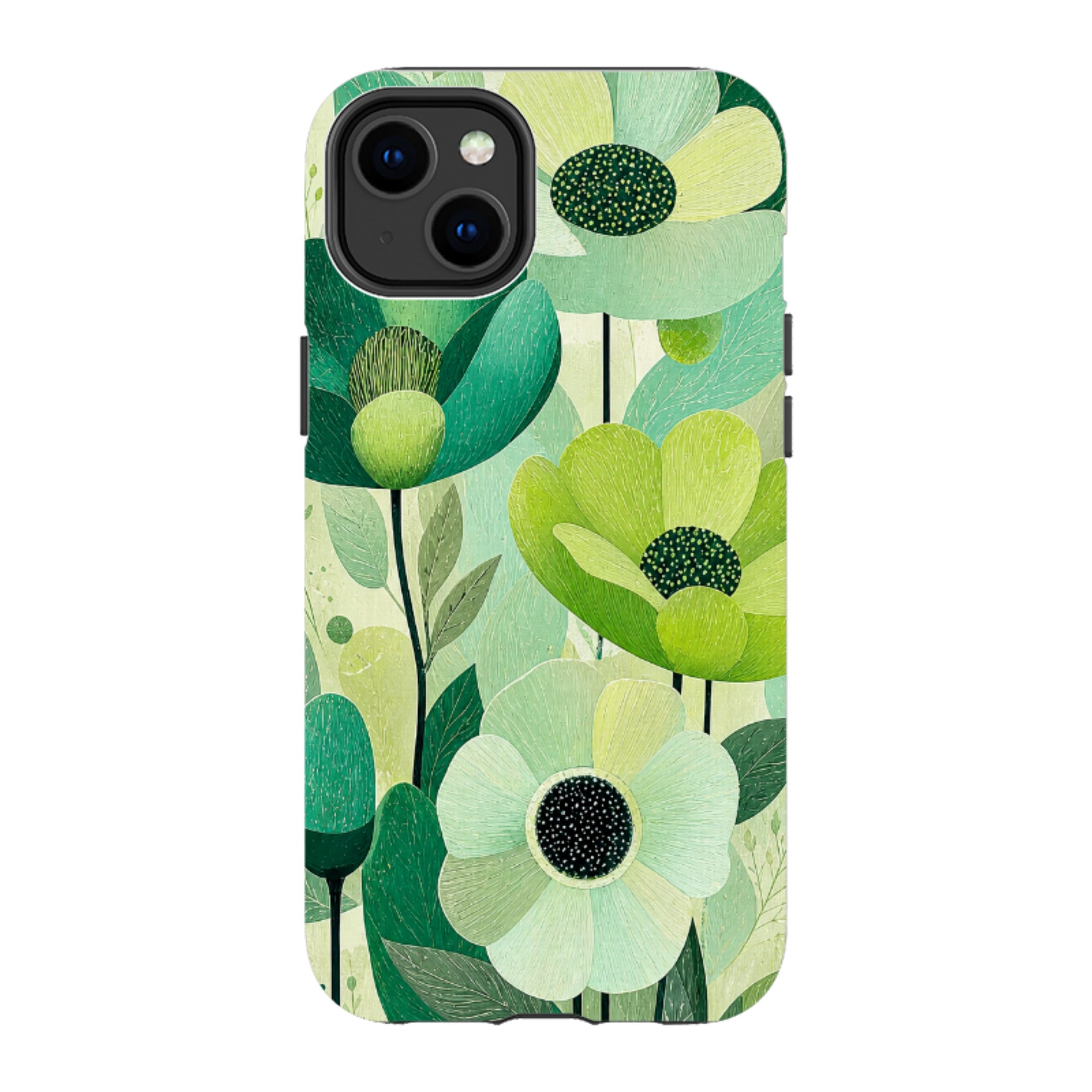 iPhone Tough Case - Mint Woodgrain Floral