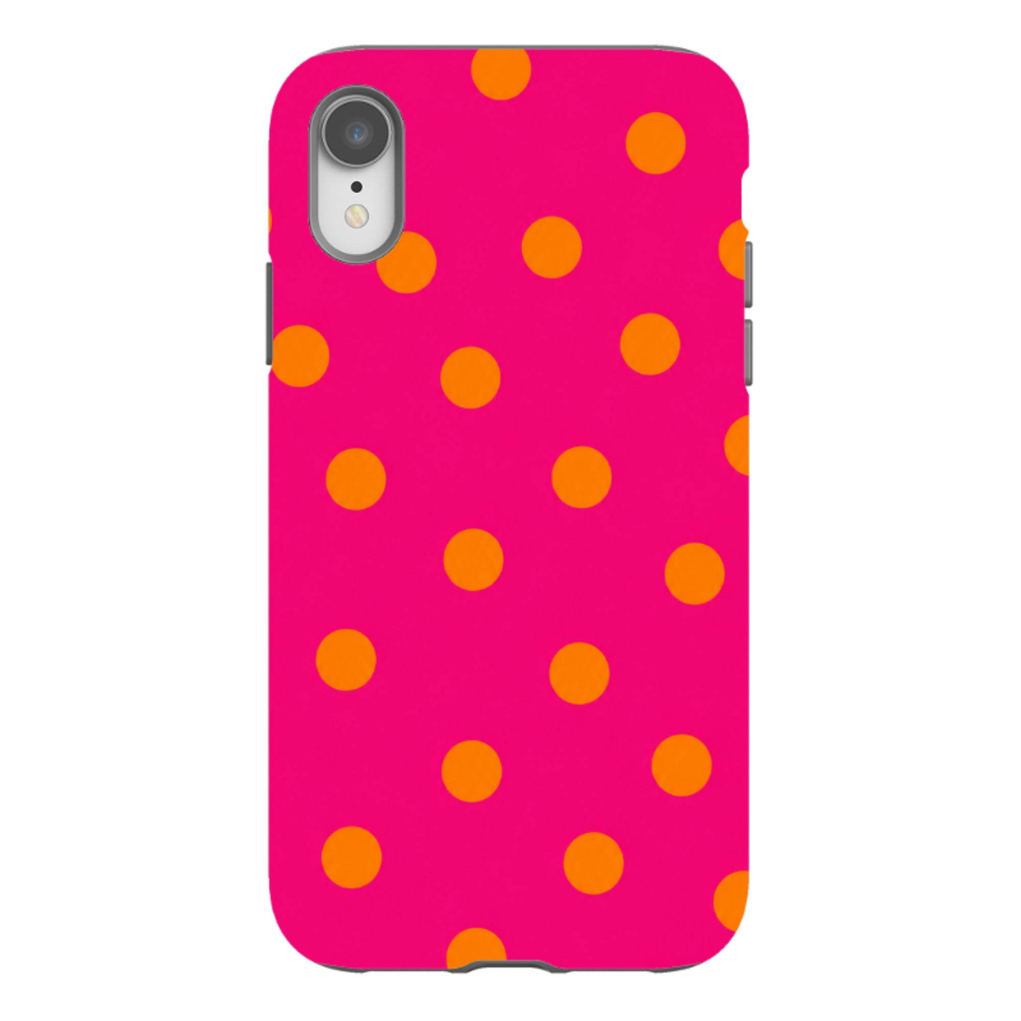 iPhone Tough Case - Hot Pink & Orange Polka Dot