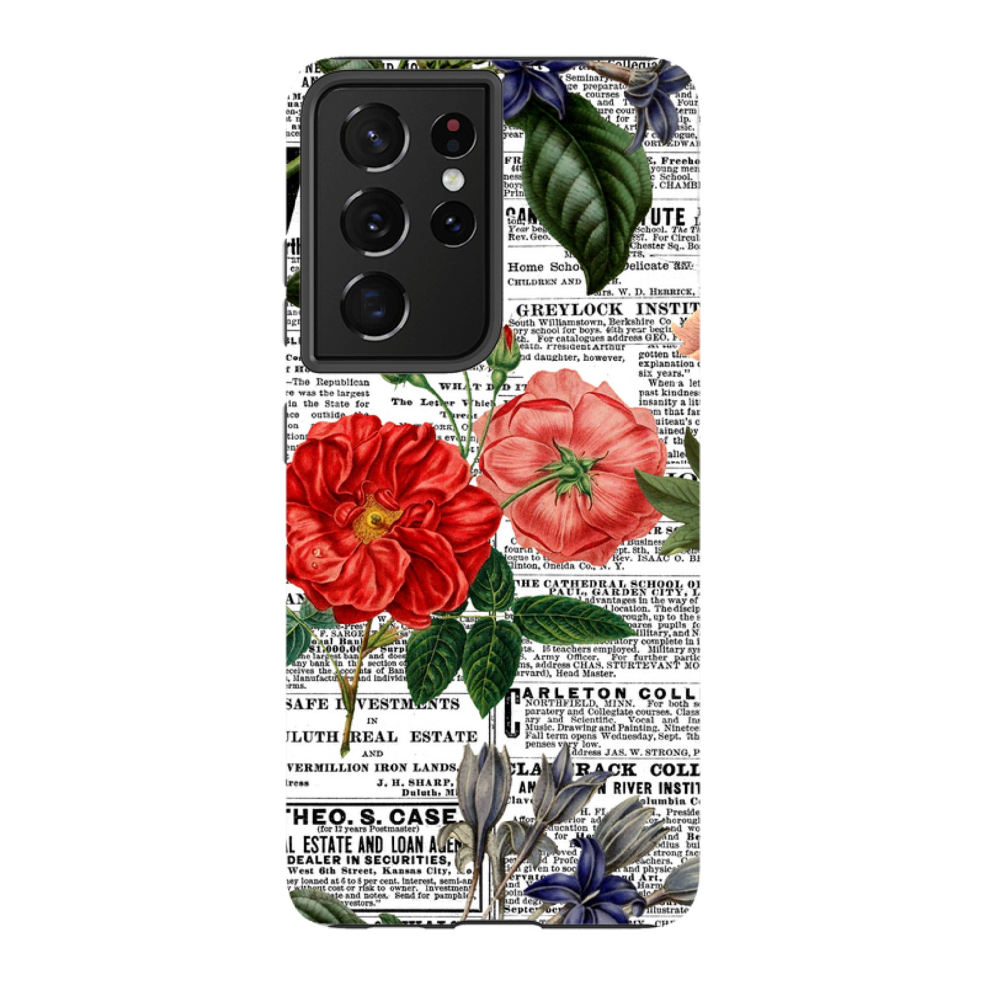 Samsung Tough Case - Floral Newsprint