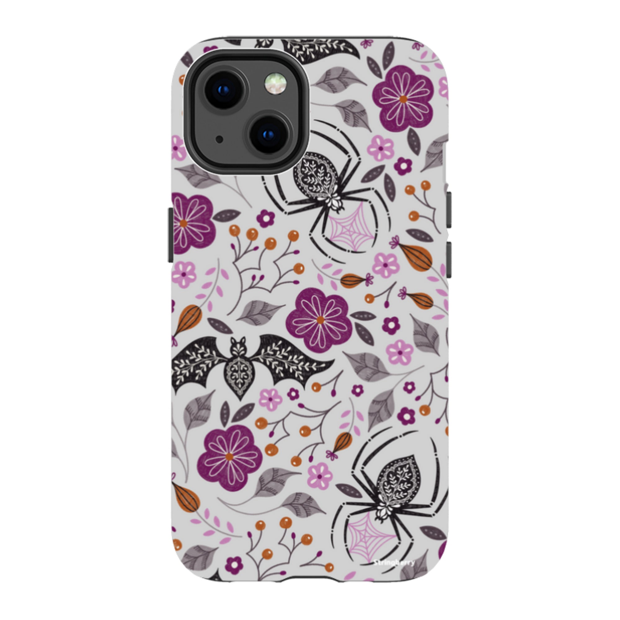 iPhone MagSafe Tough Case -  Spider Bat Pattern Grey By Jenny Zemanek