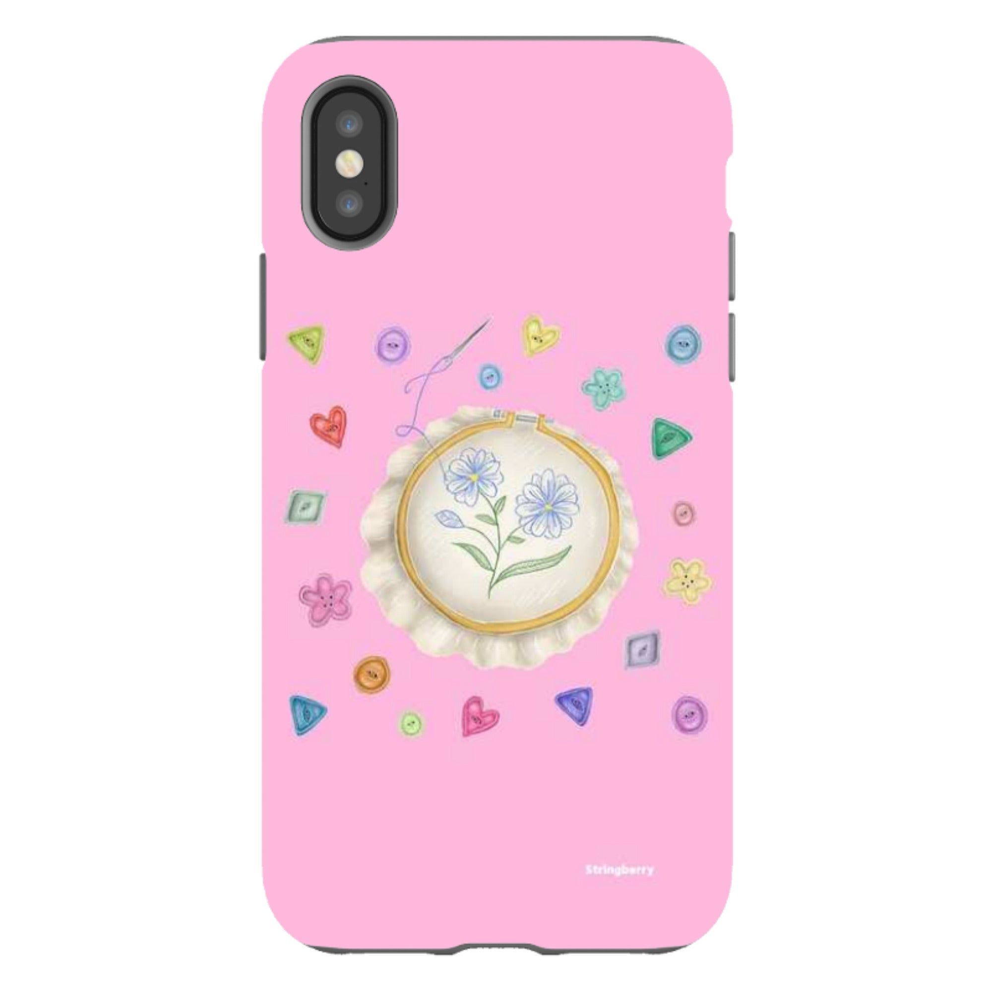 iPhone Tough Case - Flower Buttons Needlework By Catherine Rowe