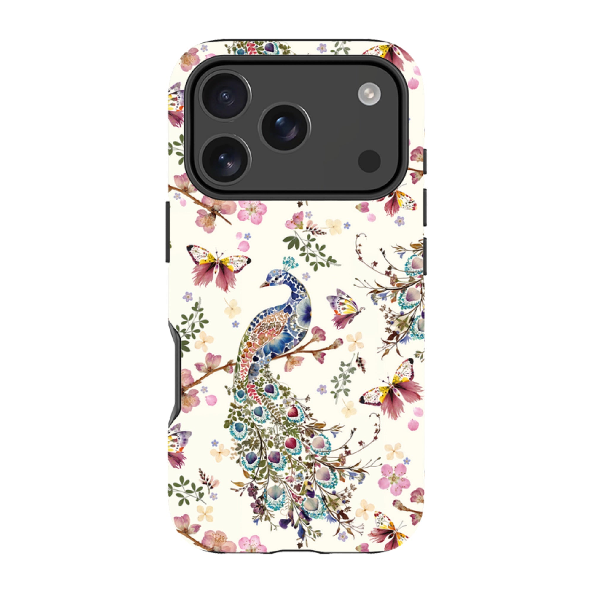 iPhone Tough Case - Peacock and Cherry Blossoms By Helen Ahpornsiri