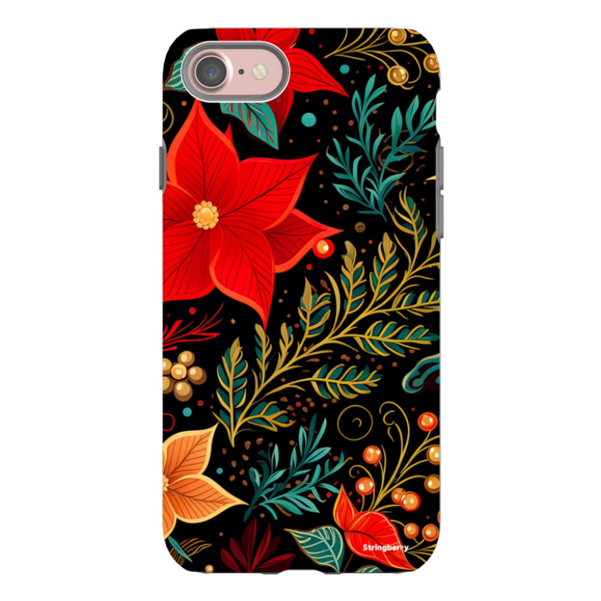 iPhone Tough Case - Red Winter Floral II