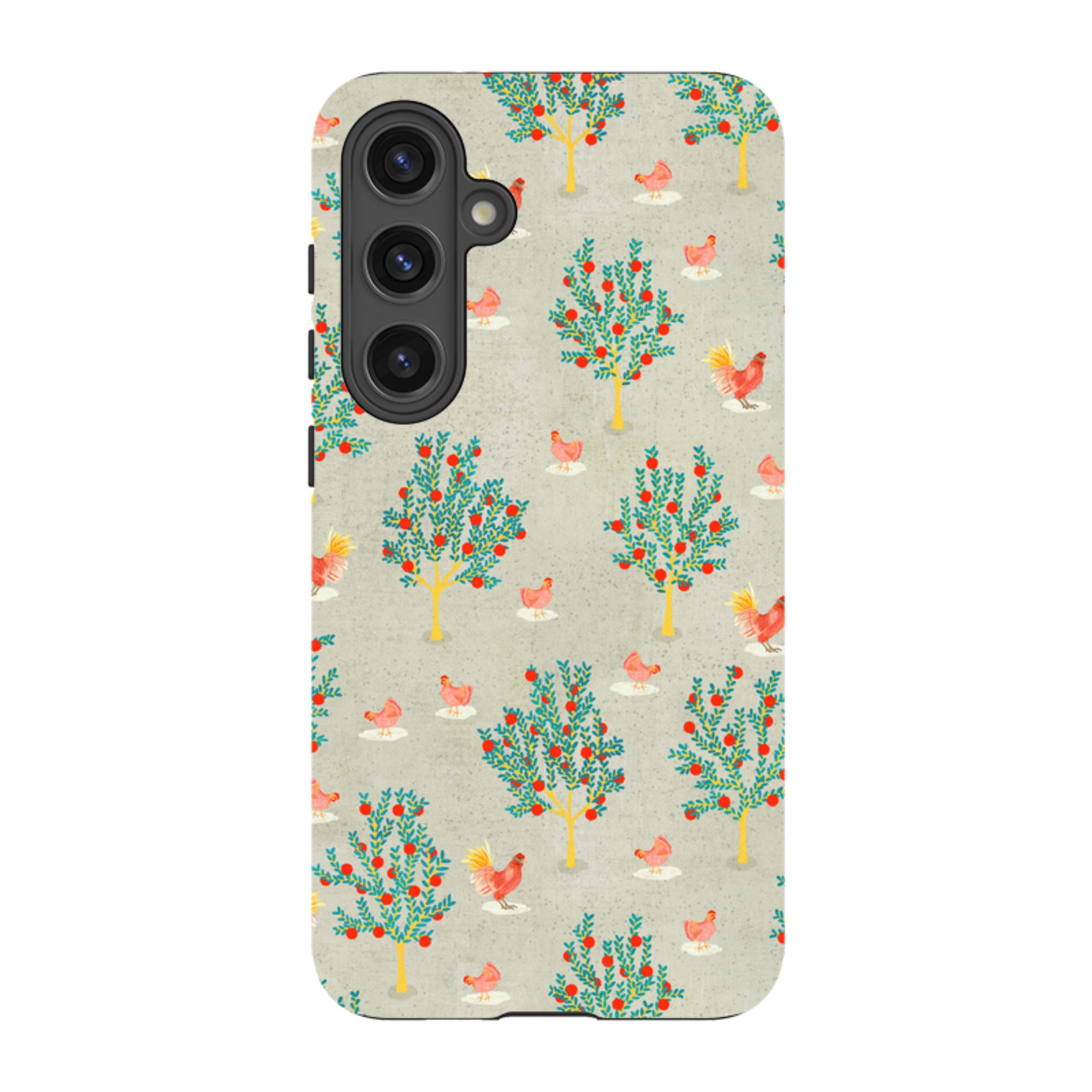 Samsung Tough Case - Apple Trees And Chickens Grey By Katherine Quinn
