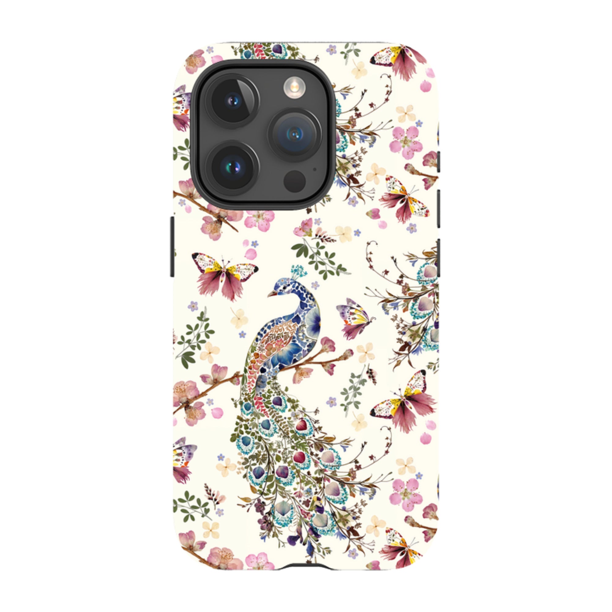 iPhone Tough Case - Peacock and Cherry Blossoms By Helen Ahpornsiri