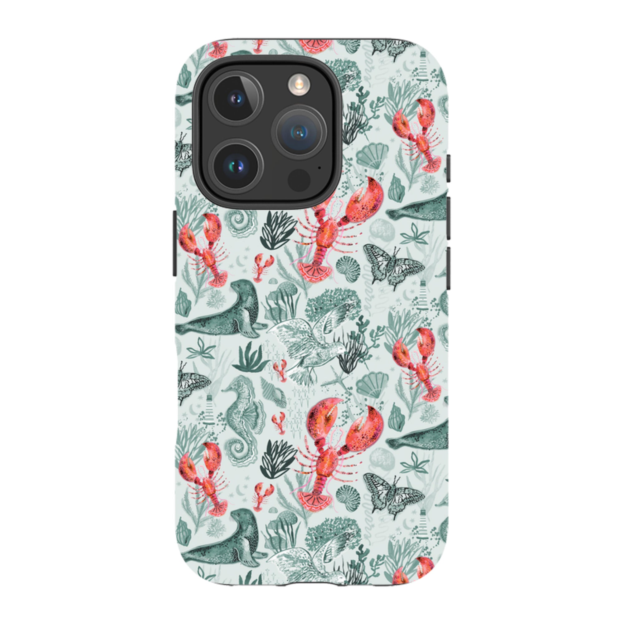 iPhone Case - Teal Seals and Lovely Lobsters By Emma Frances Grant