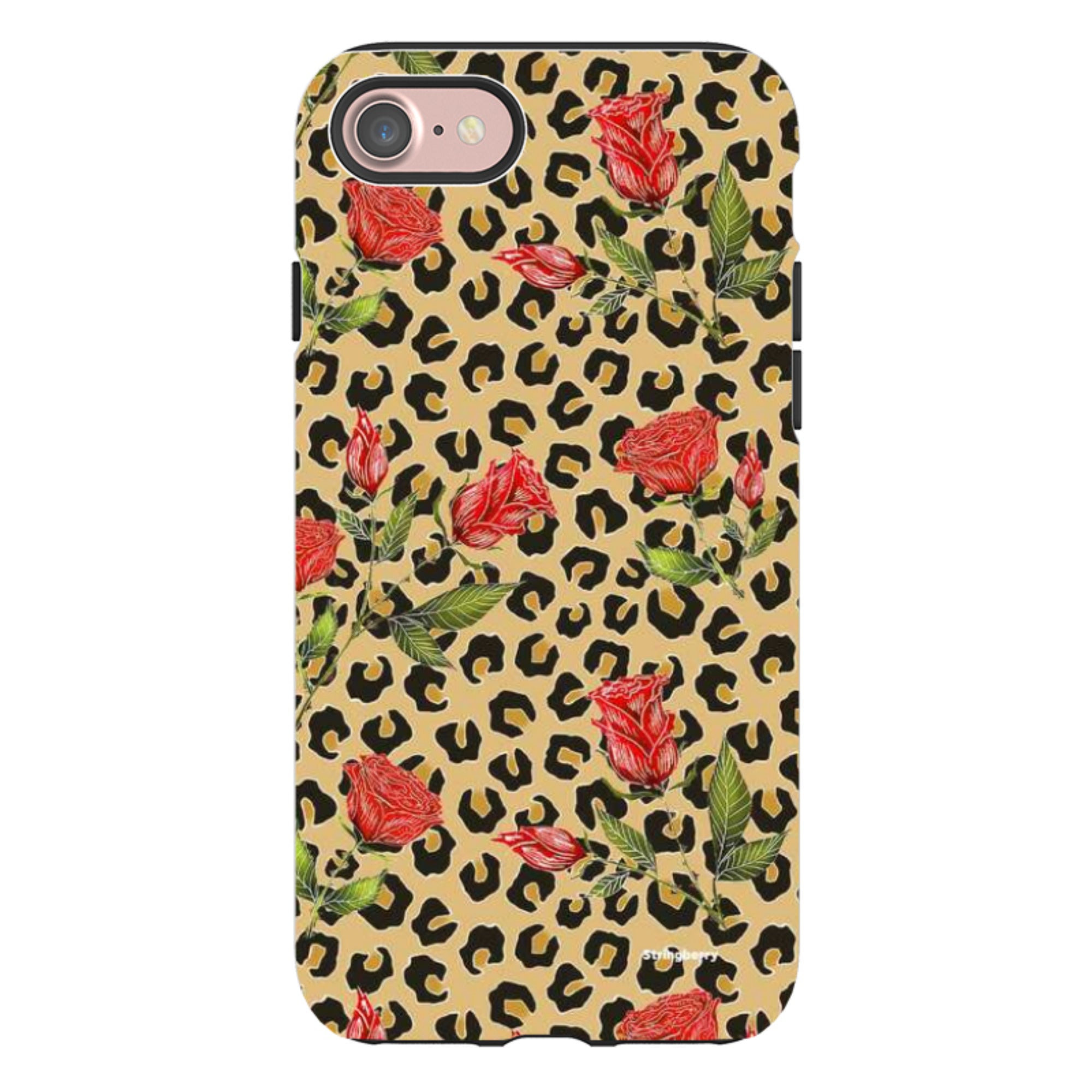 iPhone Tough Case - Leopard Print Rose Pattern By Catherine Rowe