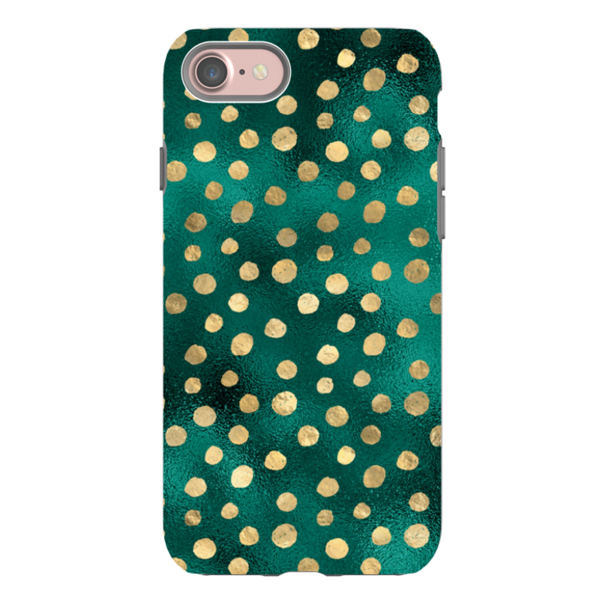 iPhone Tough Case - Forest and Gold Dots