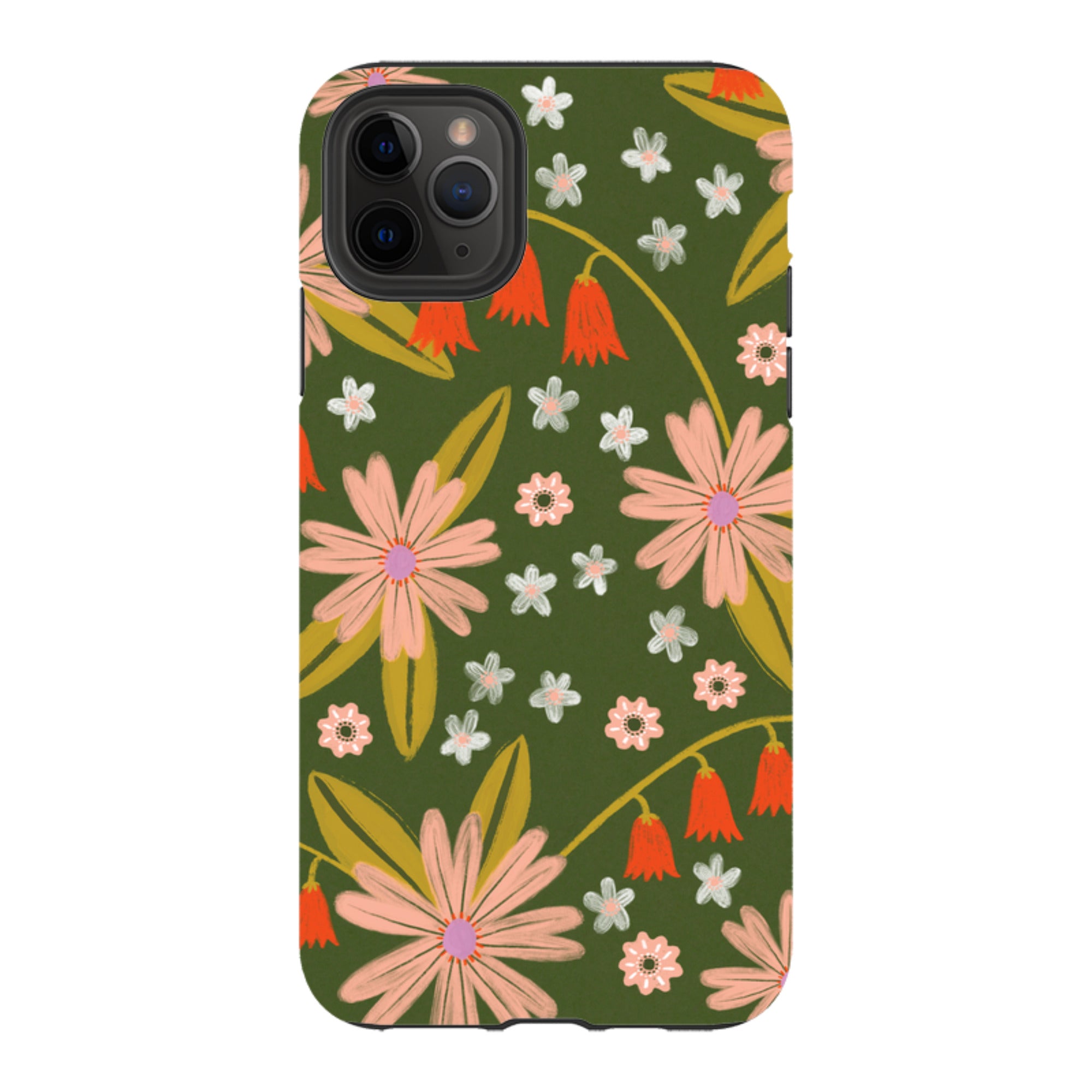 iPhone Tough Case - Red and Green Floral Pattern By Lee Foster Wilson