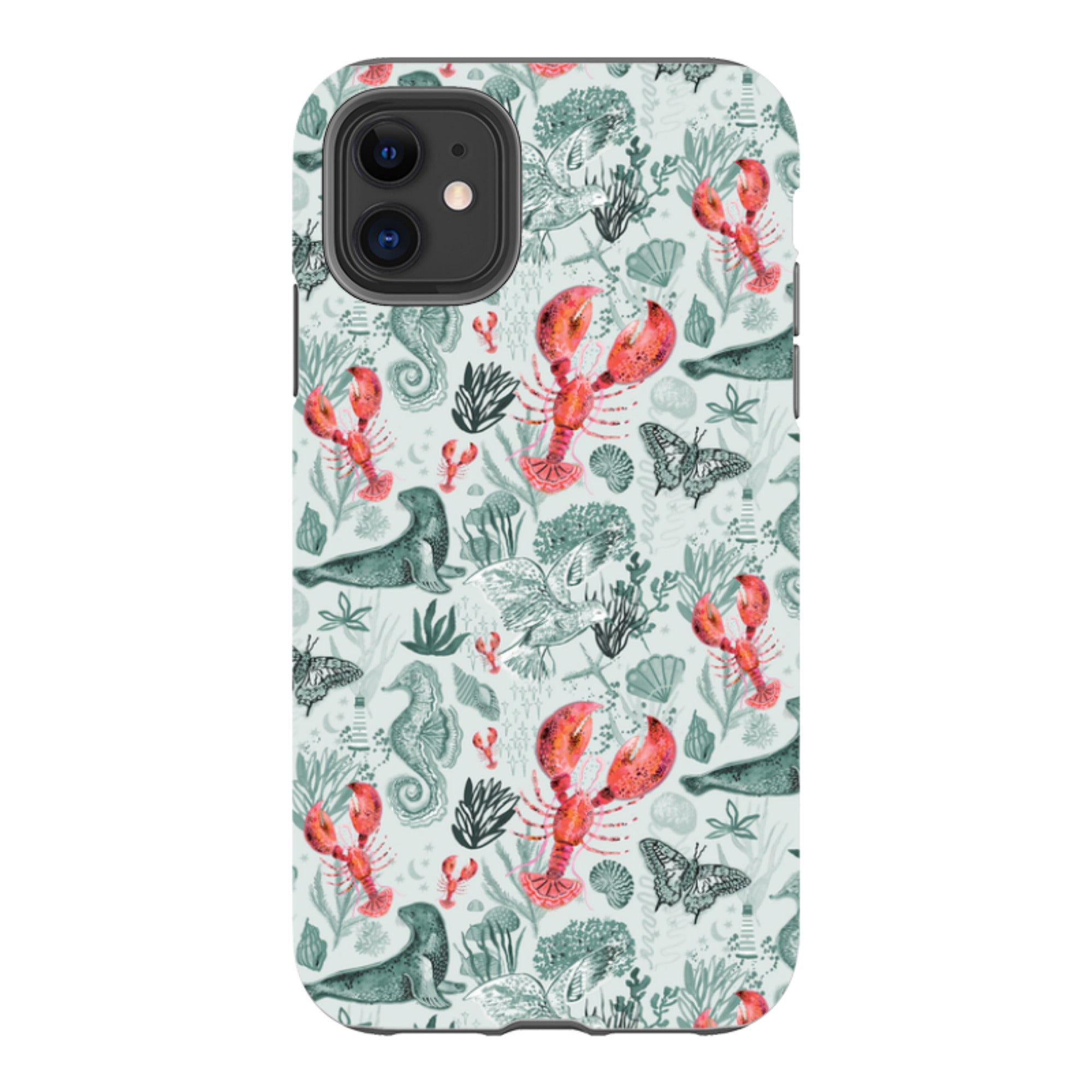 iPhone Case - Teal Seals and Lovely Lobsters By Emma Frances Grant
