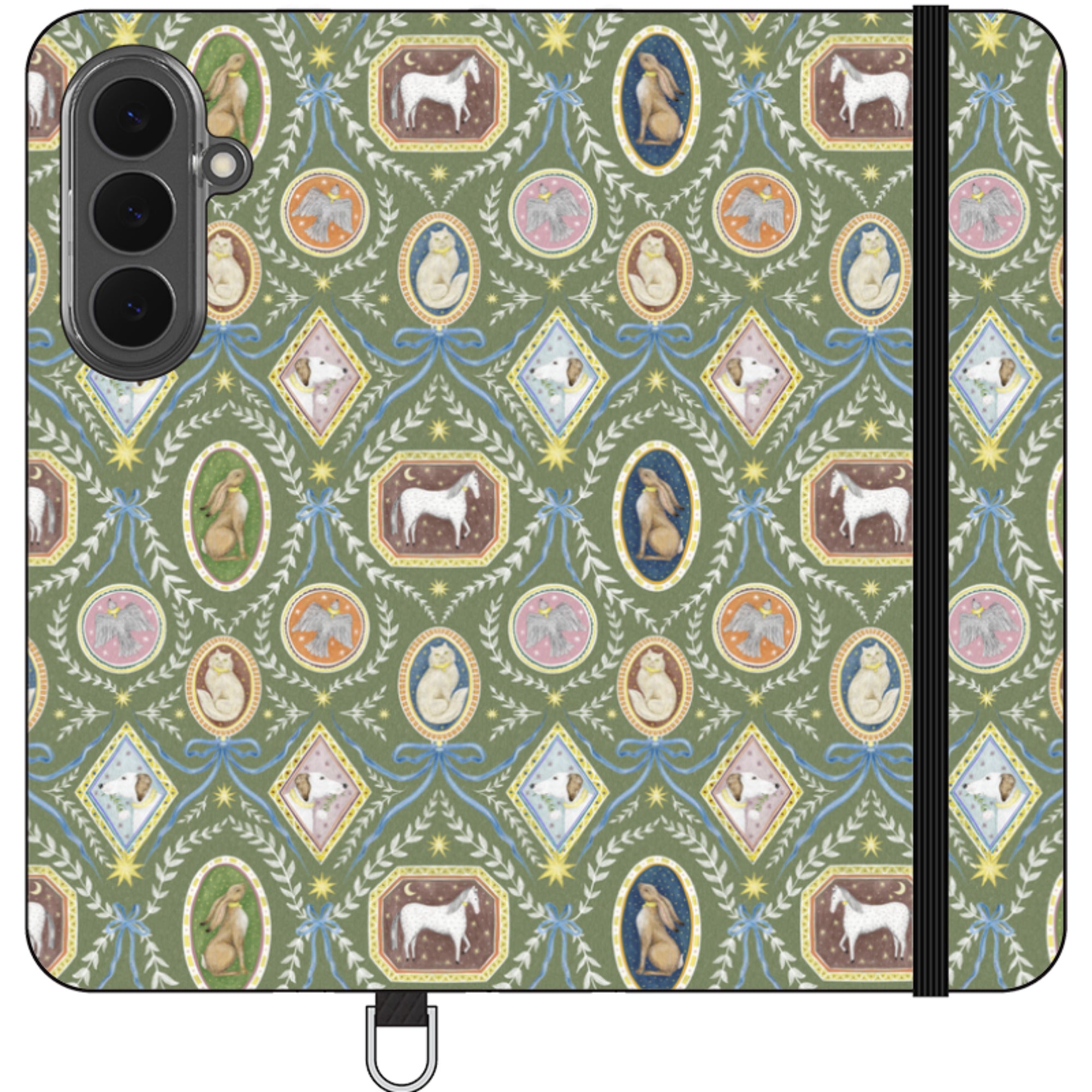 Charleston Moss Green Wallet Case By Catherine Rowe