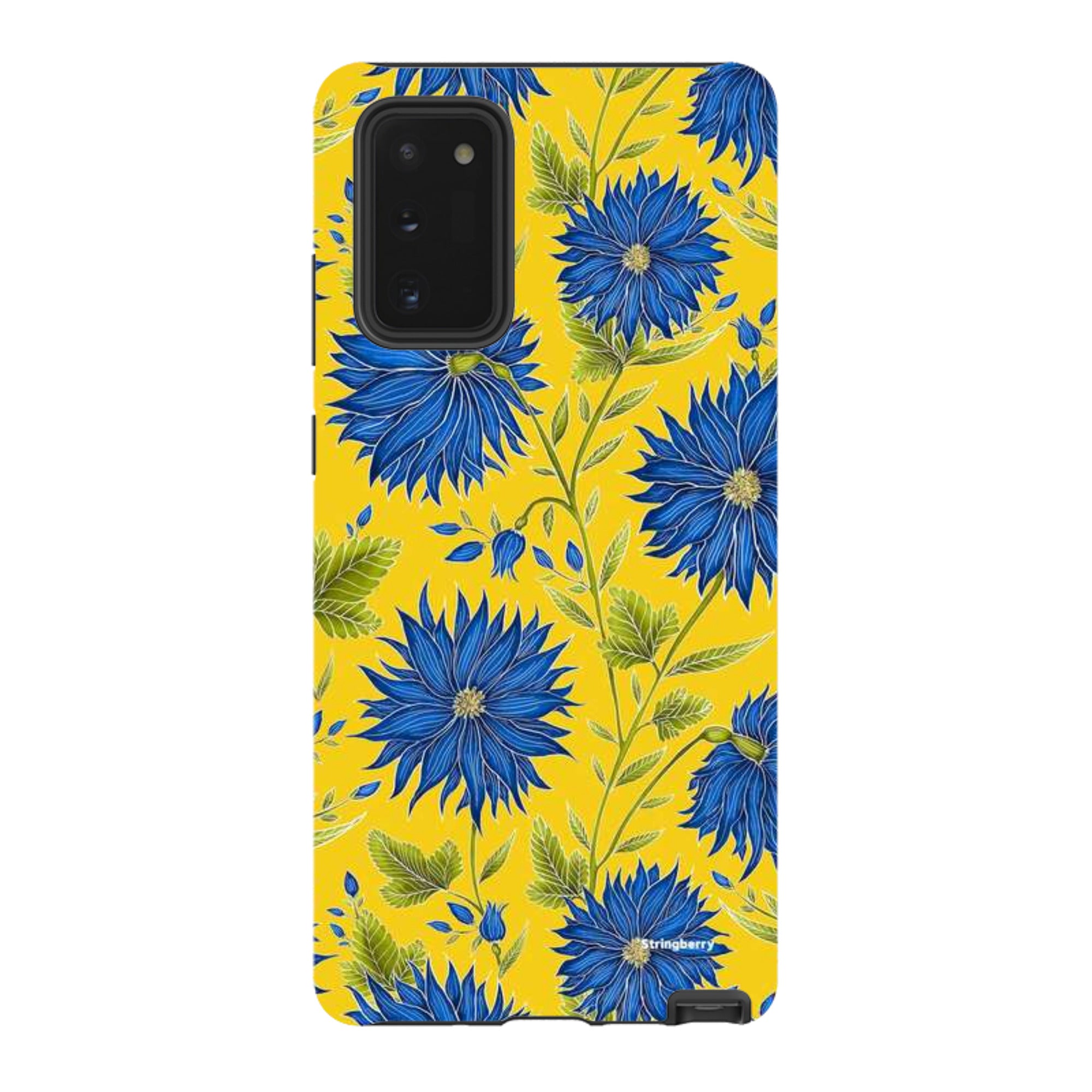 Samsung Tough Case - Blue Flowers Yellow By Catherine Rowe