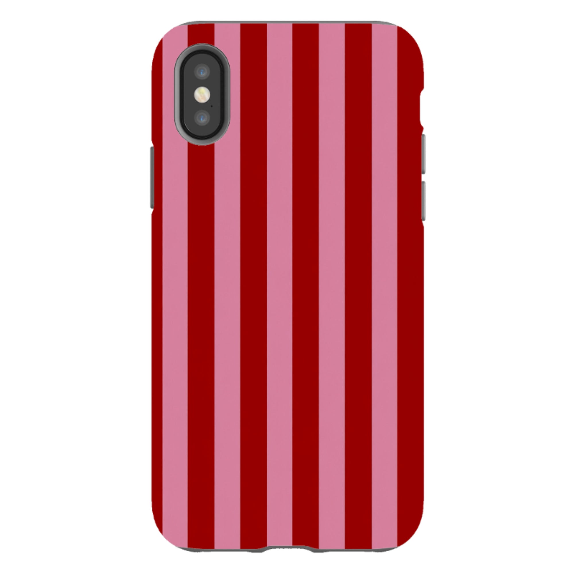 iPhone Tough Case - Burgundy & Pink Stripe