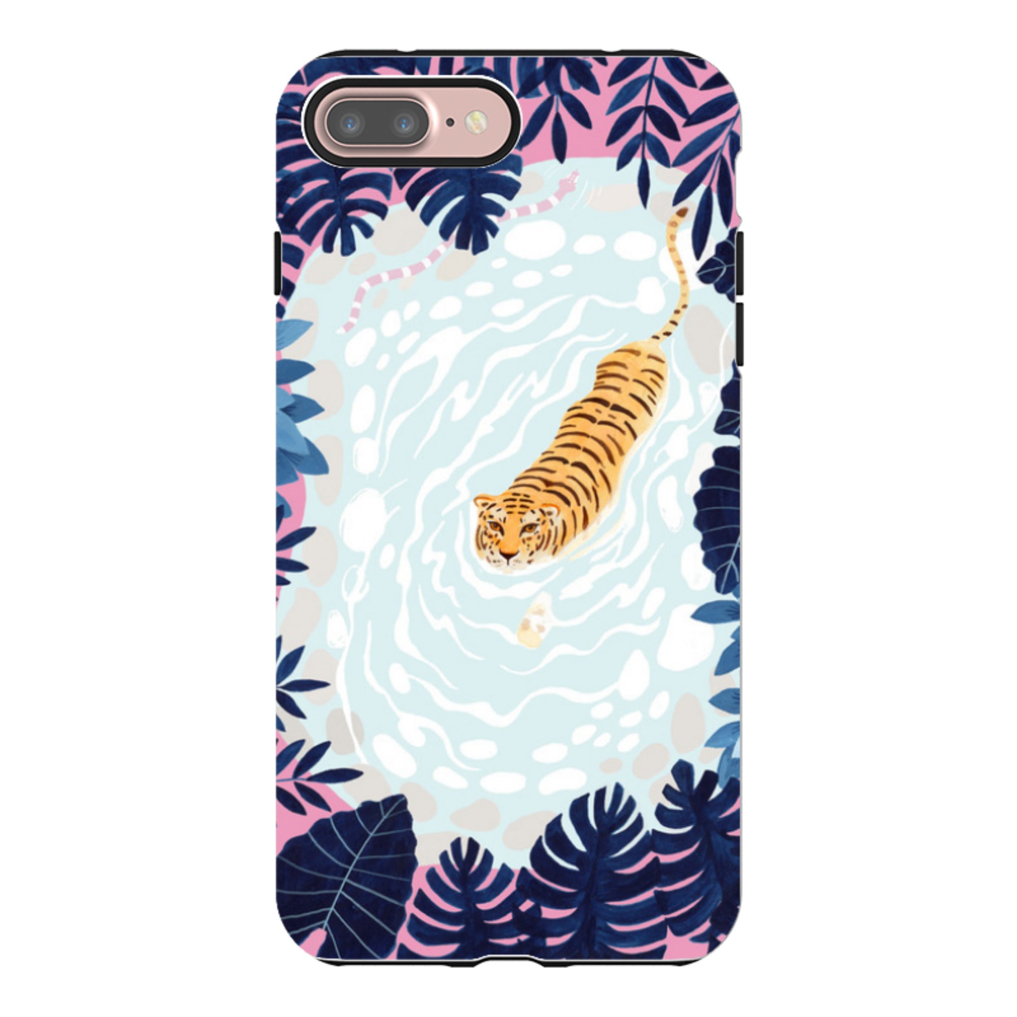 iPhone Tough Case - Swimming Tiger By Bex Parkin