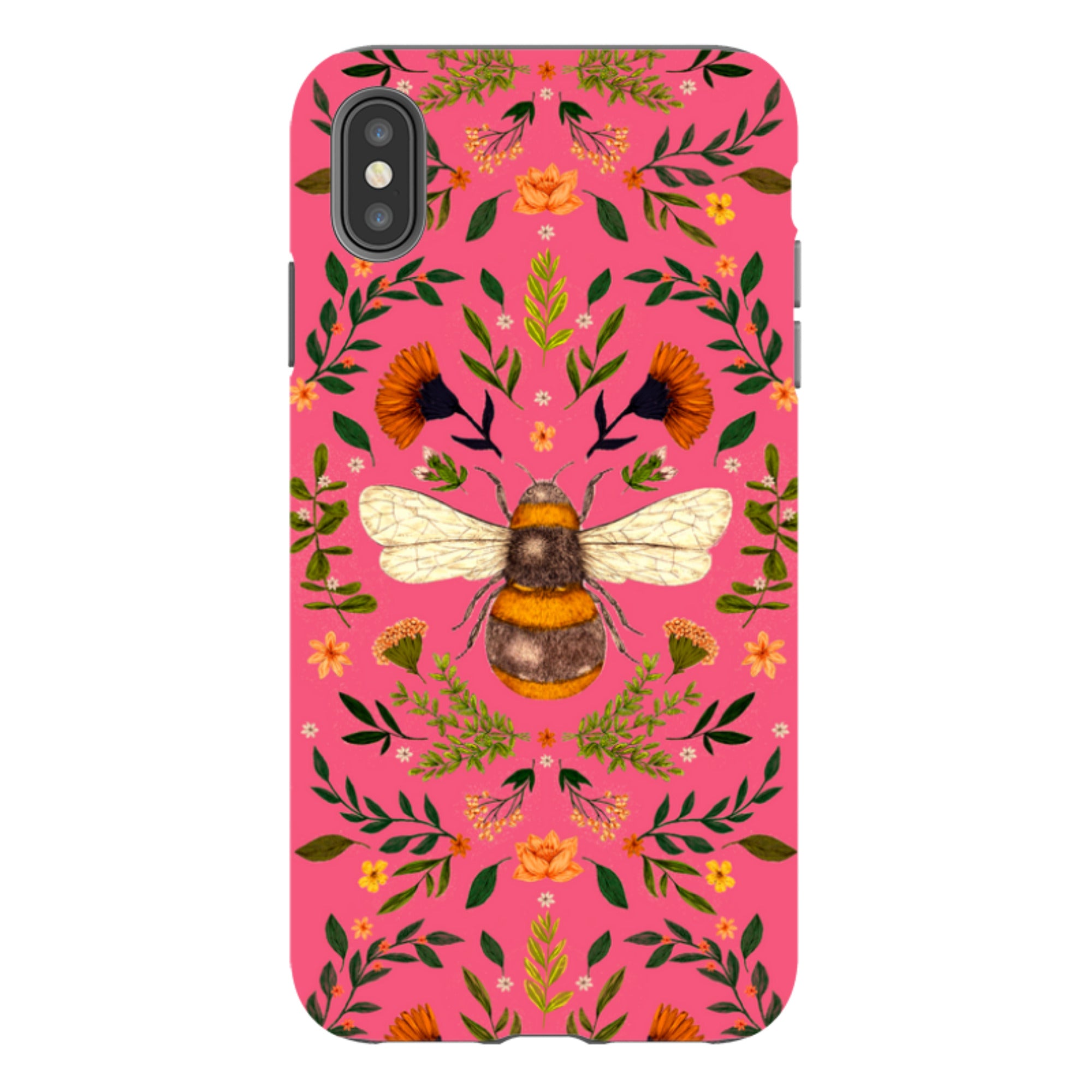 iPhone Tough Case - Botanical Bee Peach By Jade Mosinski