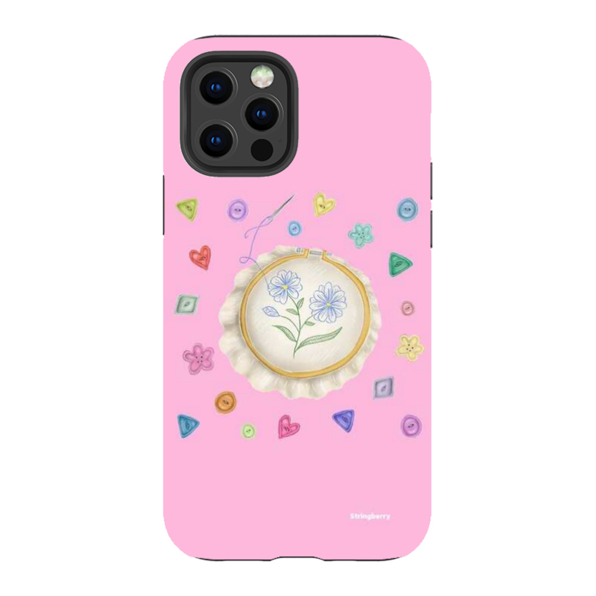 iPhone Tough Case - Flower Buttons Needlework By Catherine Rowe