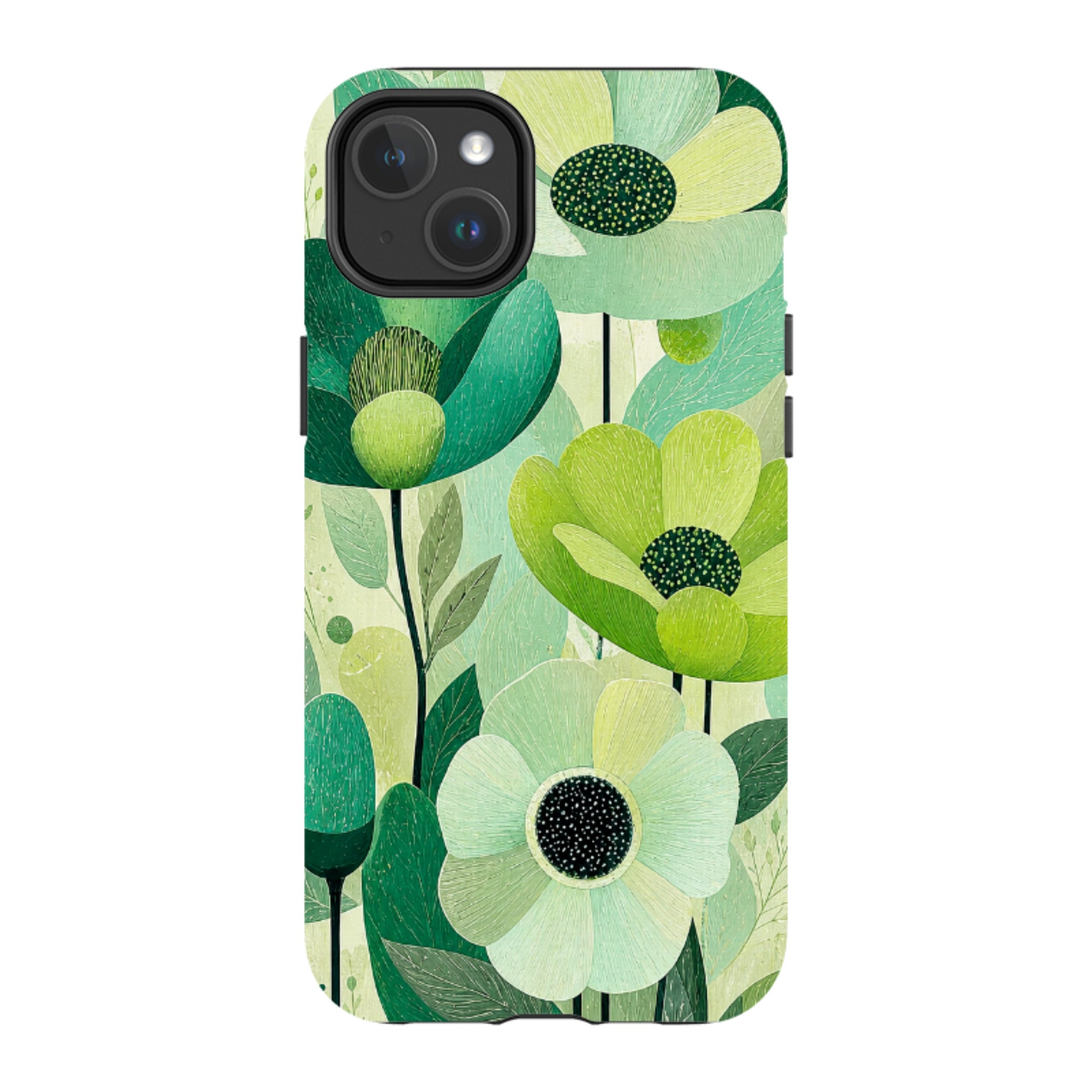 iPhone MagSafe Tough Case - Mint Woodgrain Floral