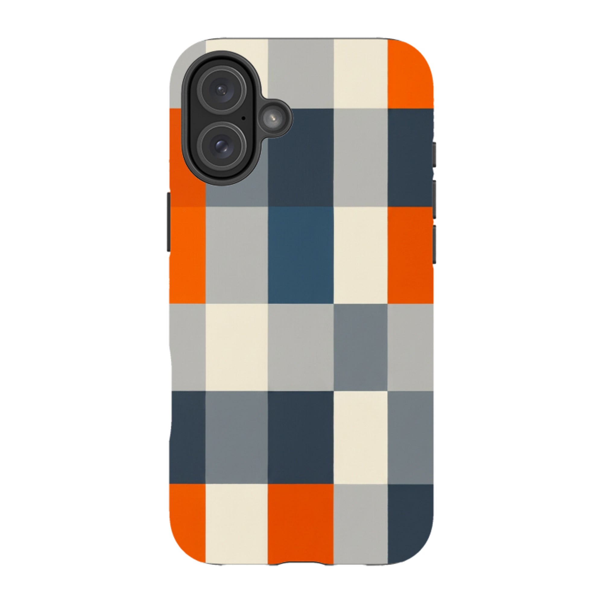iPhone Tough Case - Navy Blue & Orange Plaid