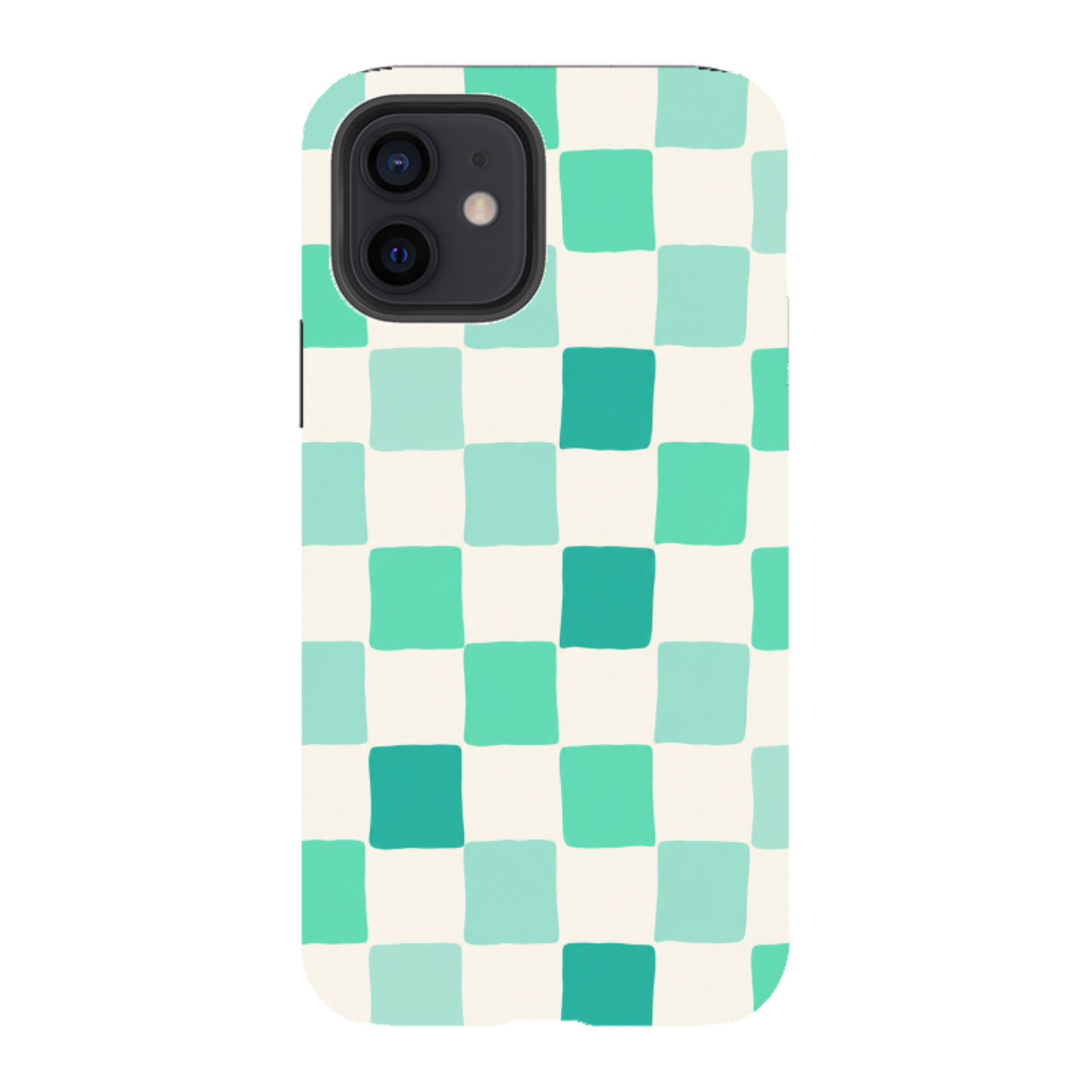 iPhone Tough Case - Mint Green Checkerboard