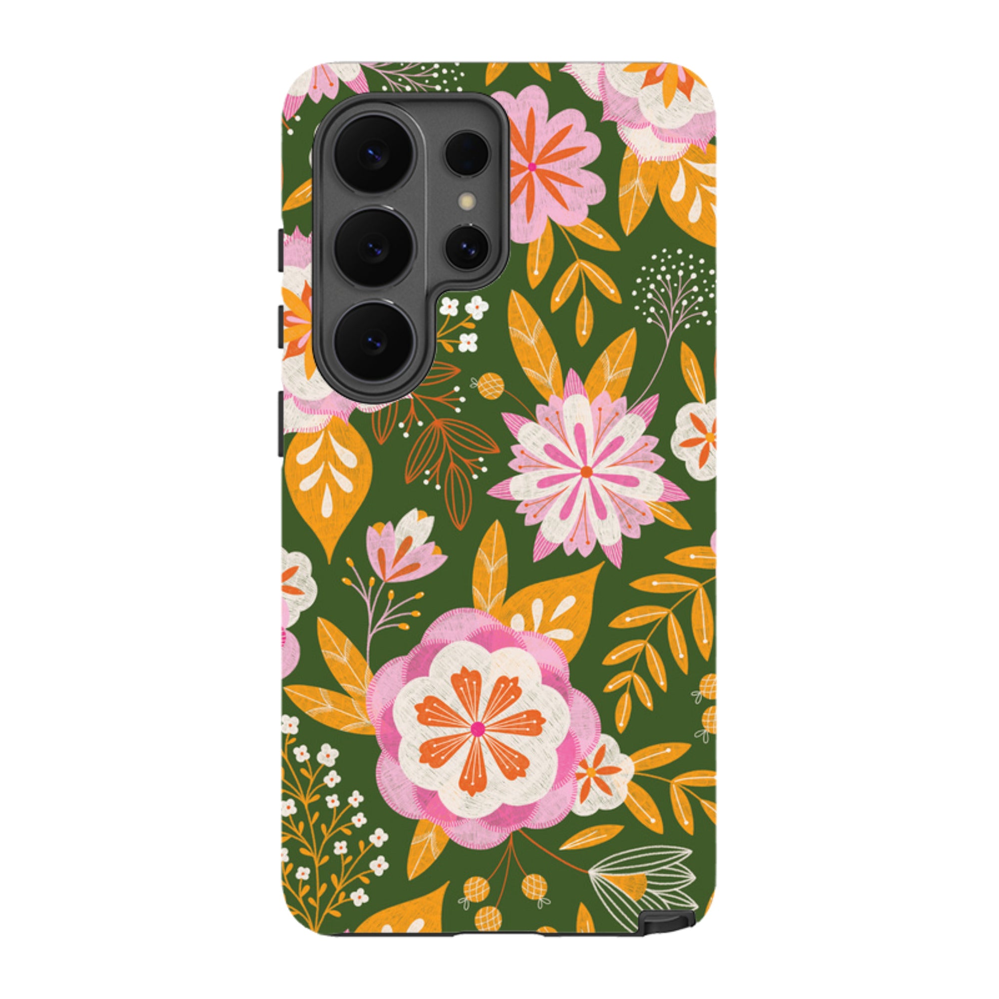 Samsung Tough Case - Big Bold Blooms Green By Jenny Zemanek