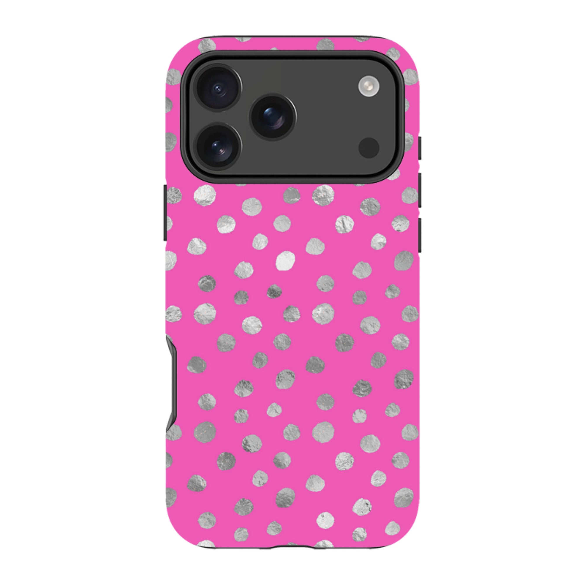 iPhone Tough Case - Pink and Silver Dots