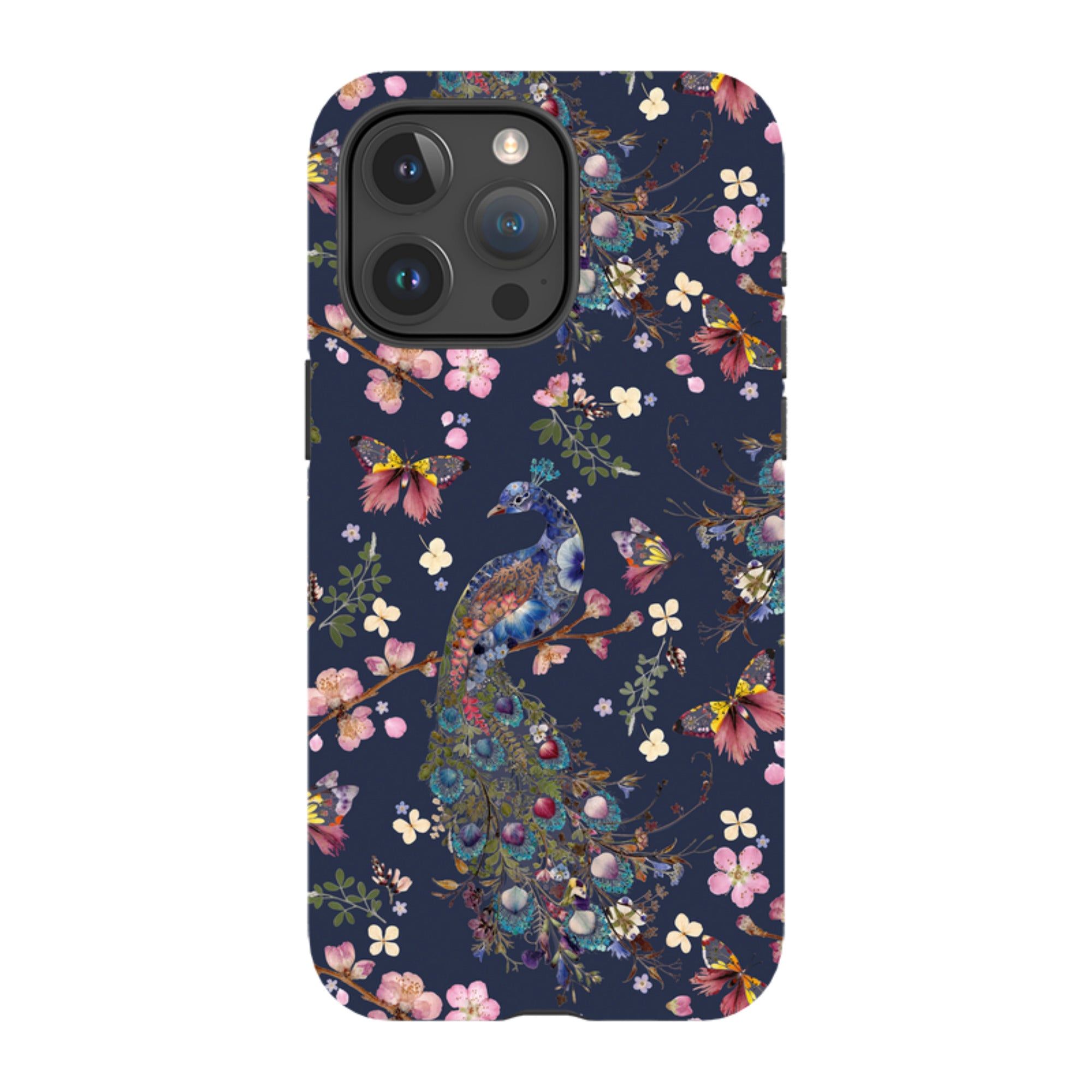 iPhone Tough Case - Peacock and Cherry Blossoms Iris By Helen Ahpornsiri