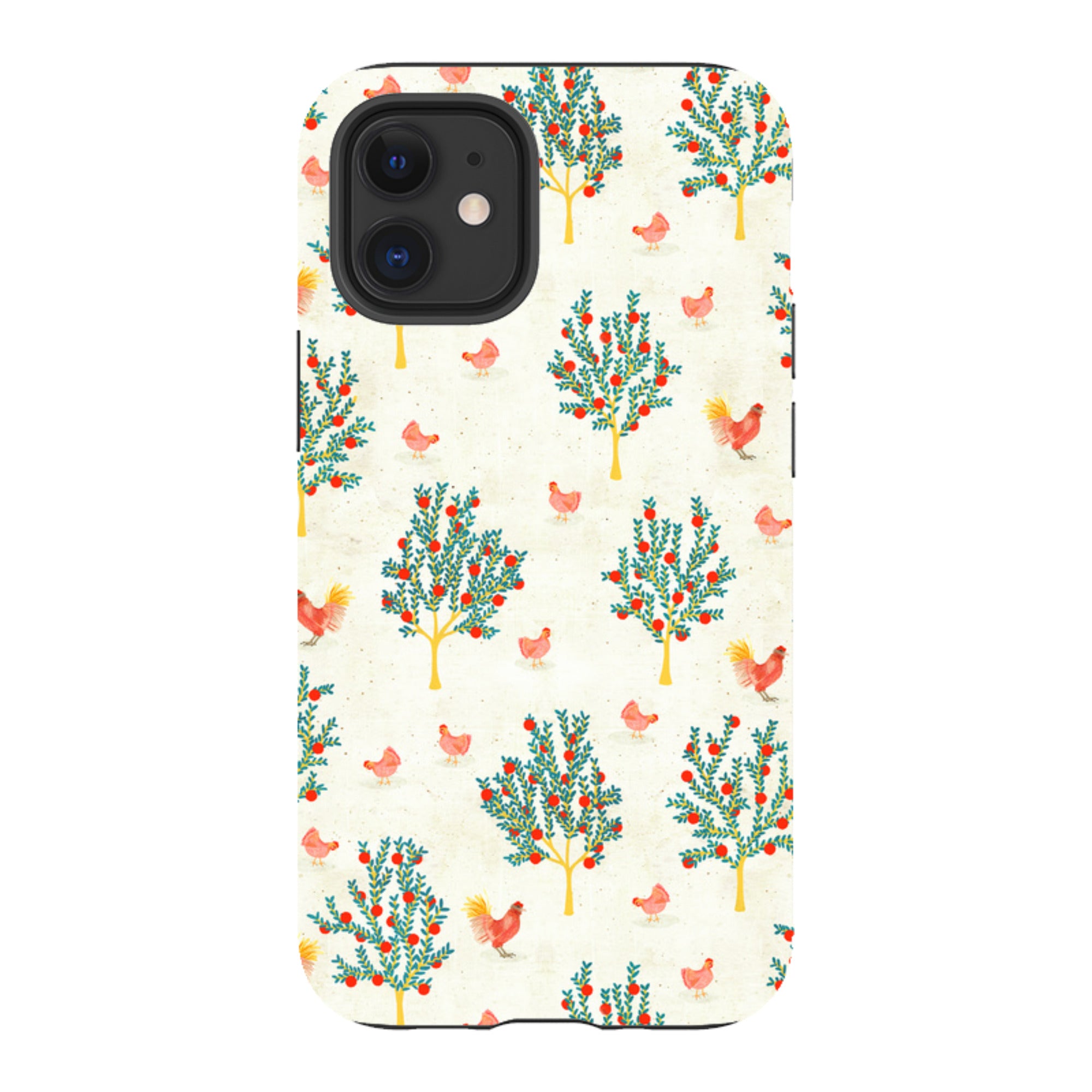 iPhone Tough Case - Apple Trees and Chickens Cream By Katherine Quinn