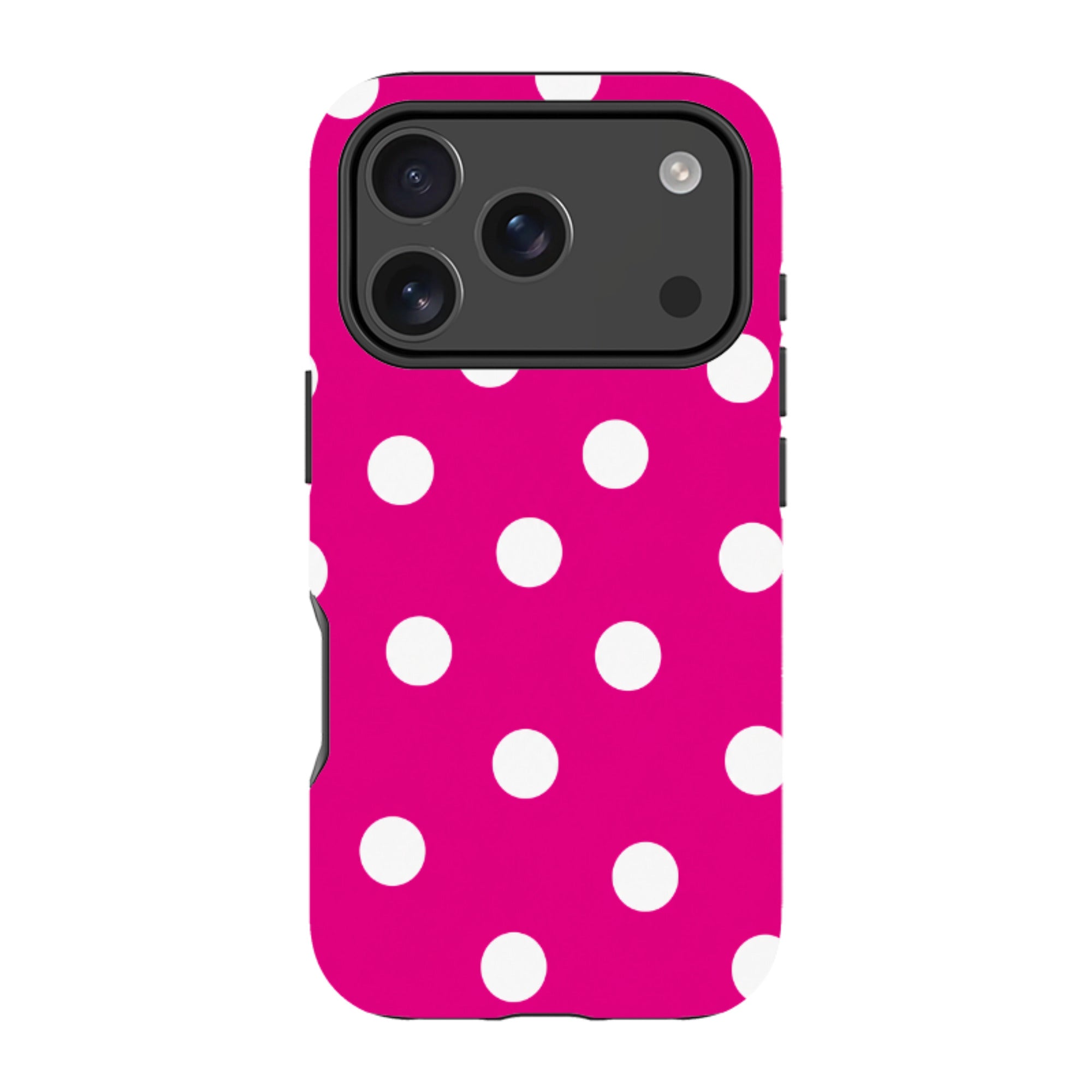 iPhone MagSafe Tough Case - Hot Pink & White Polka Dot