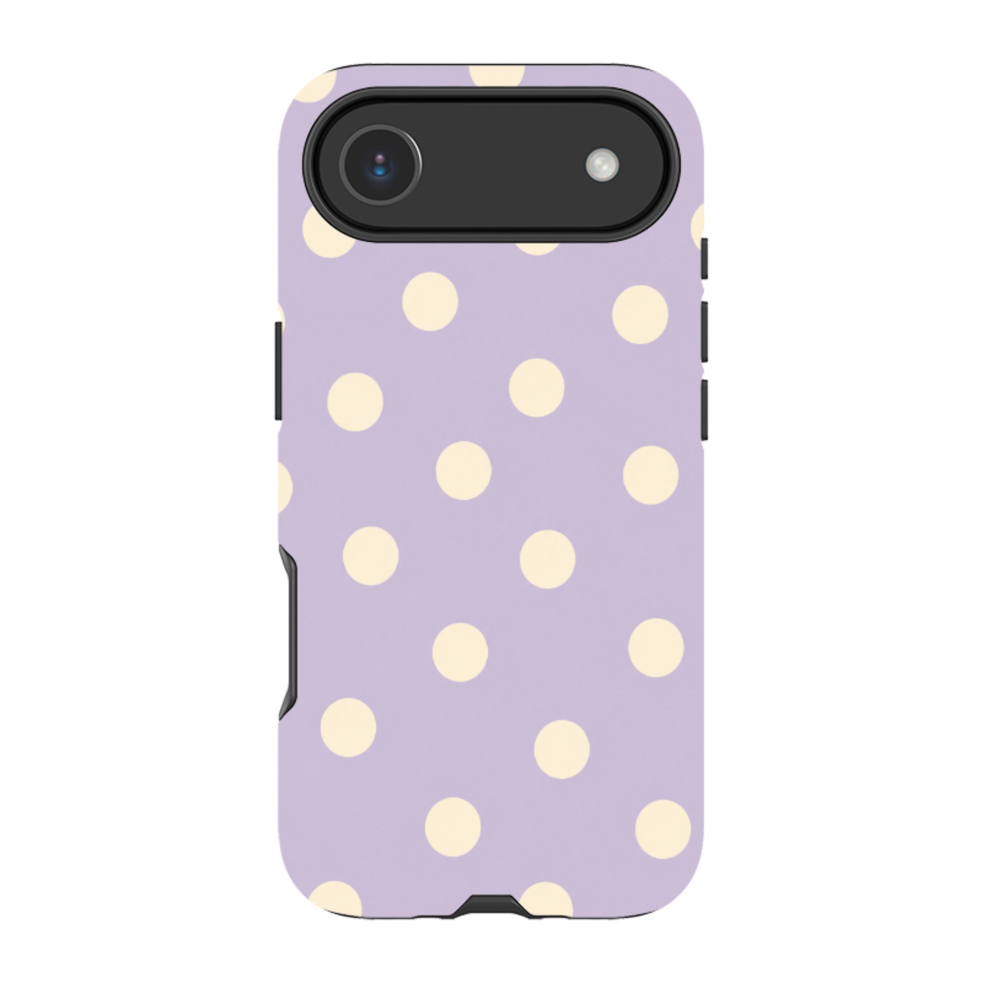 iPhone Tough Case - Pastel Purple & Cream Polka Dot