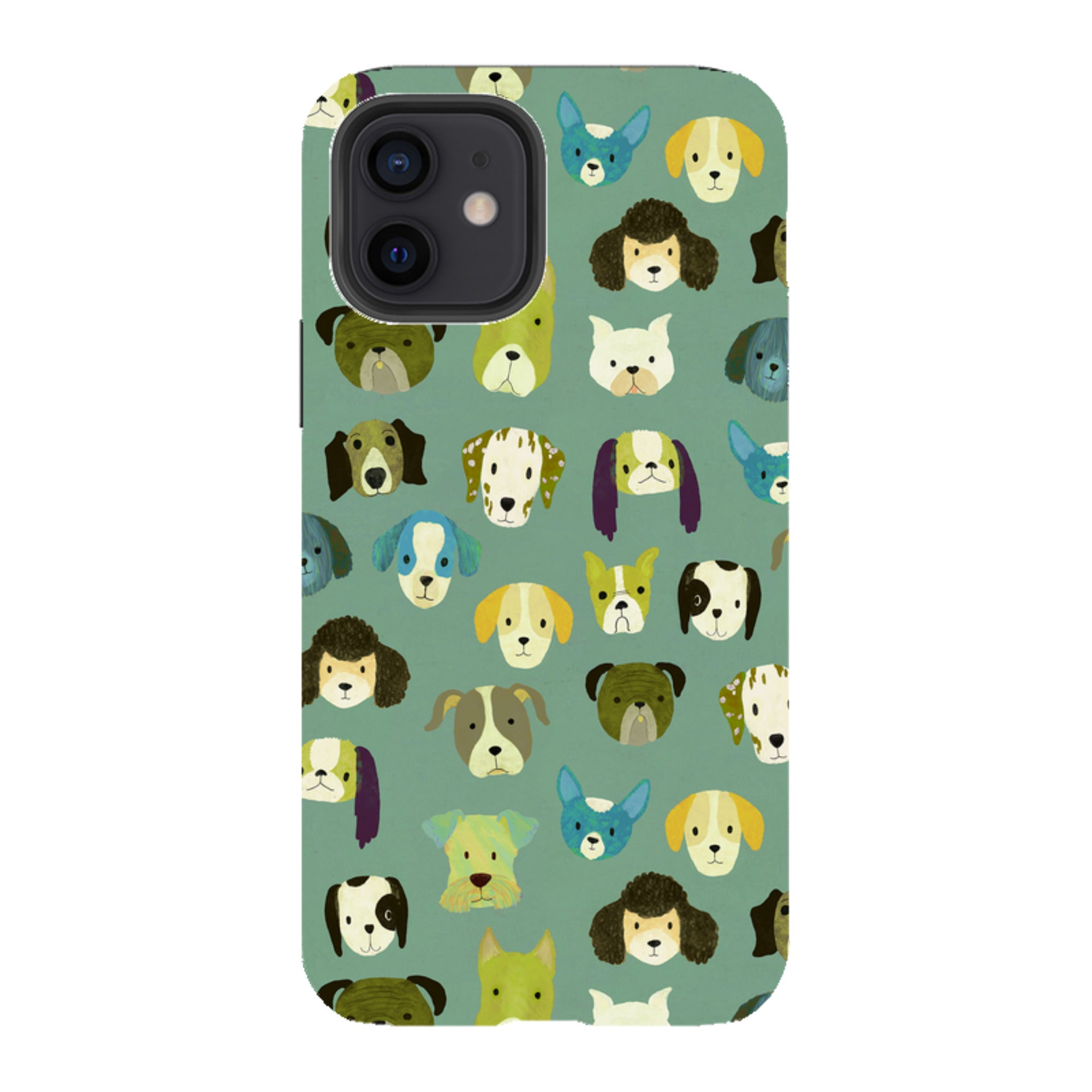 iPhone Tough Case - Dog Heads Green By Katherine Quinn
