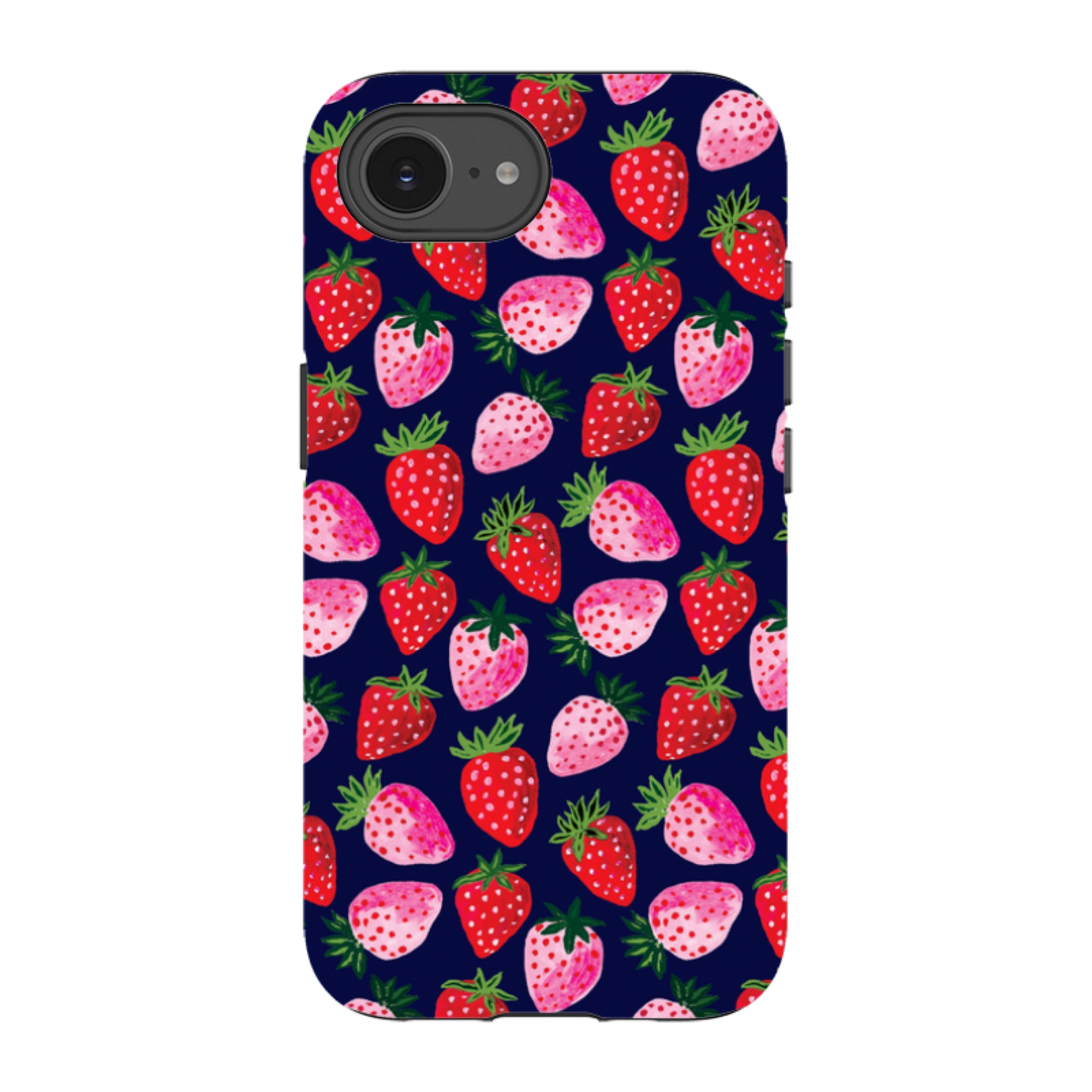 iPhone Tough Case - Strawberry Scatter Navy By Emma Frances Grant