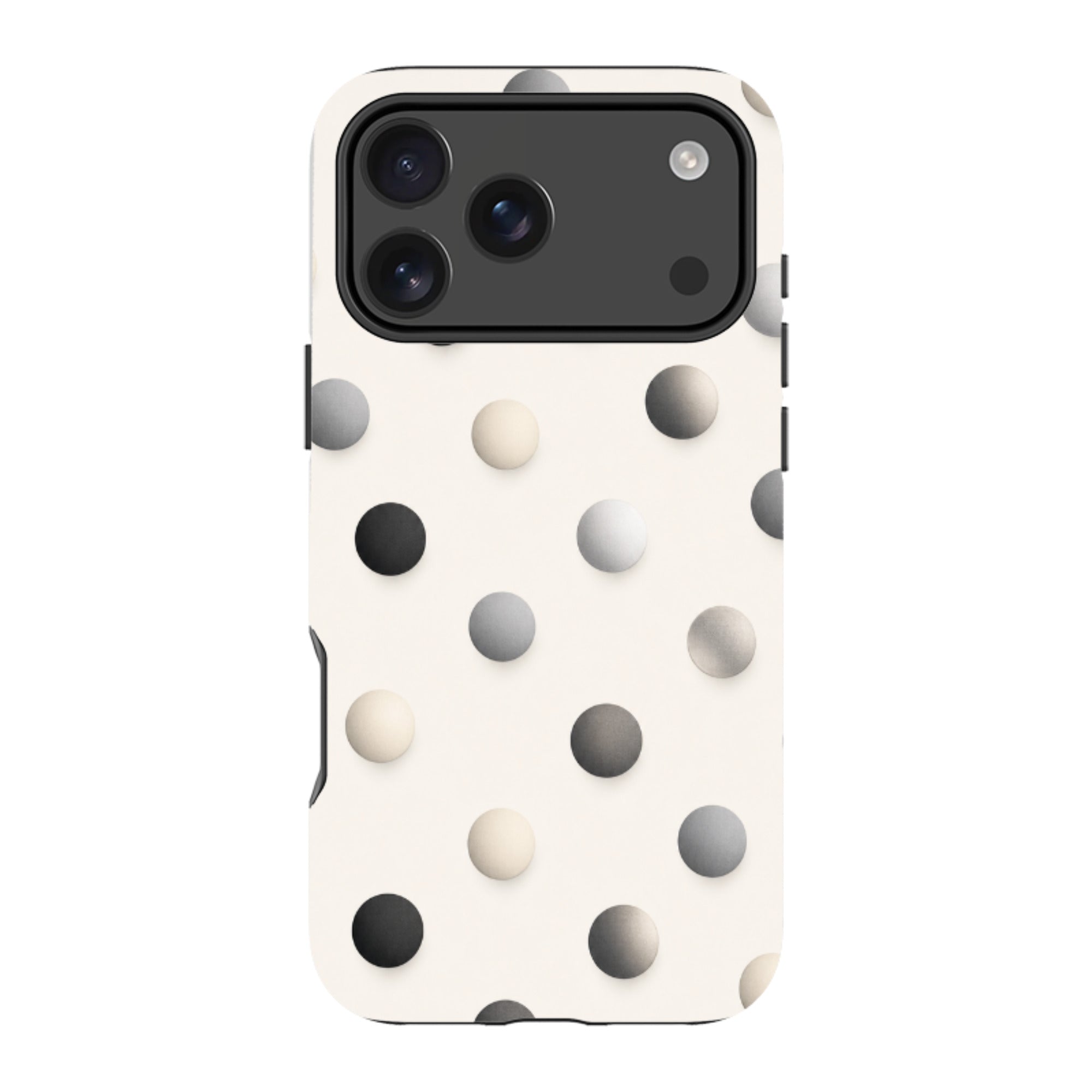 iPhone MagSafe Tough Case - Cream & Grey Polka Dot