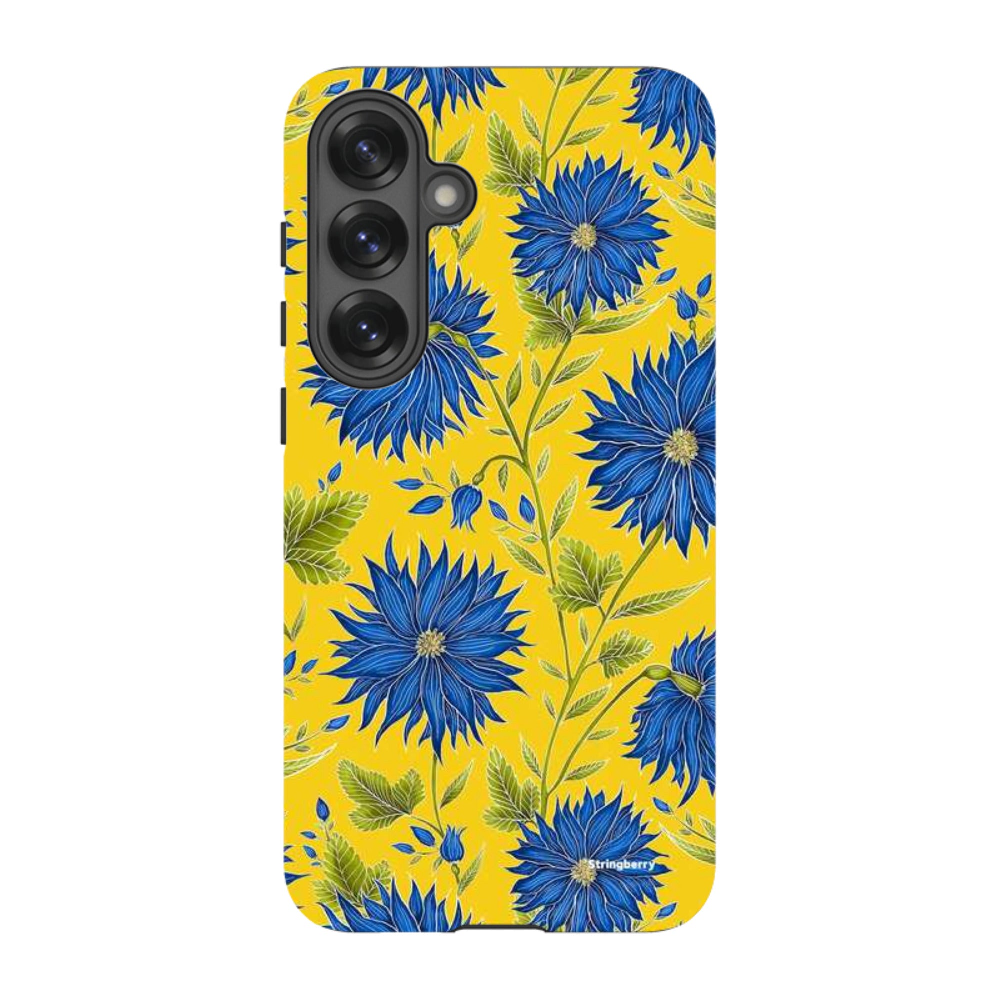 Samsung Tough Case - Blue Flowers Yellow By Catherine Rowe