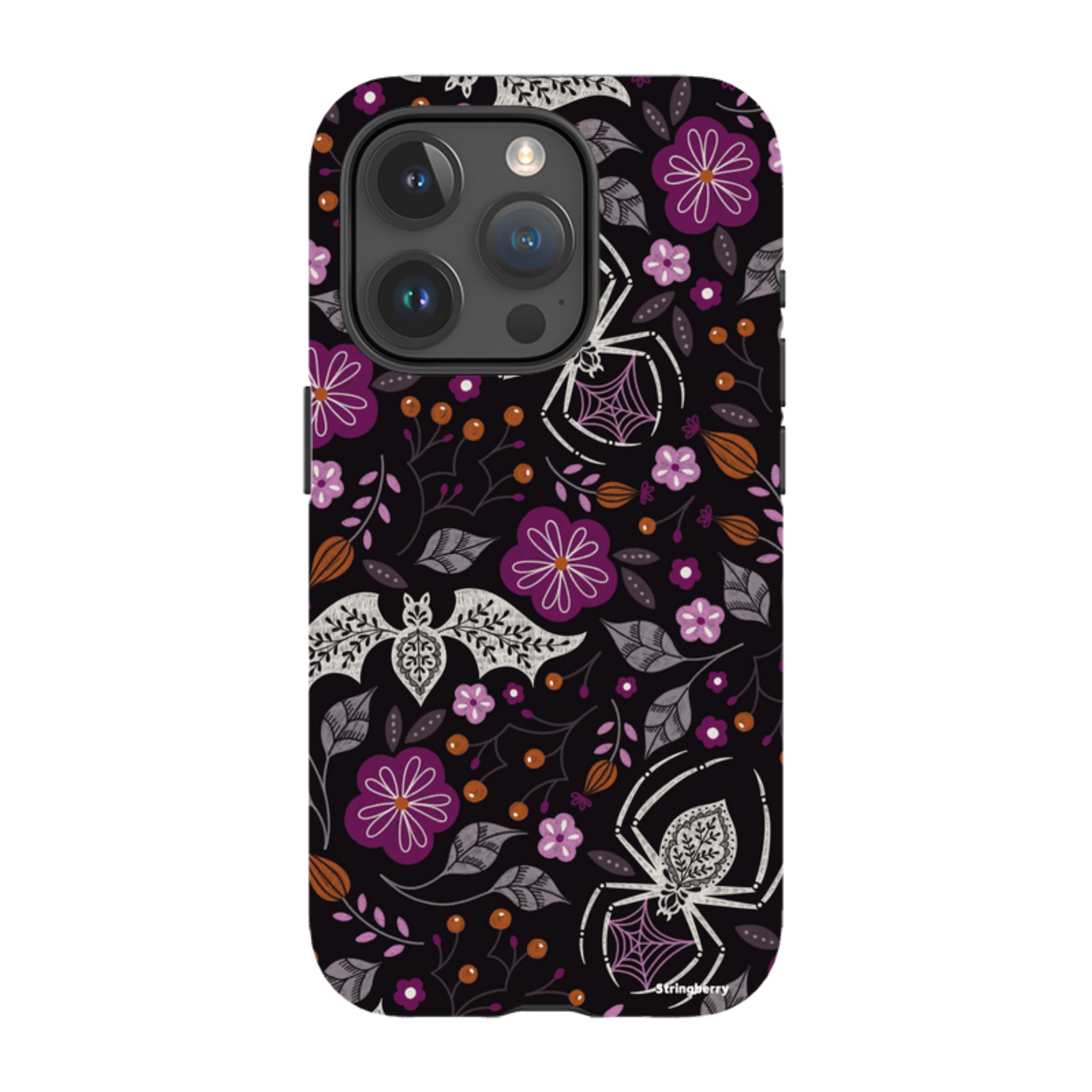 iPhone MagSafe Tough Case -  Spider Bat Pattern Black By Jenny Zemanek