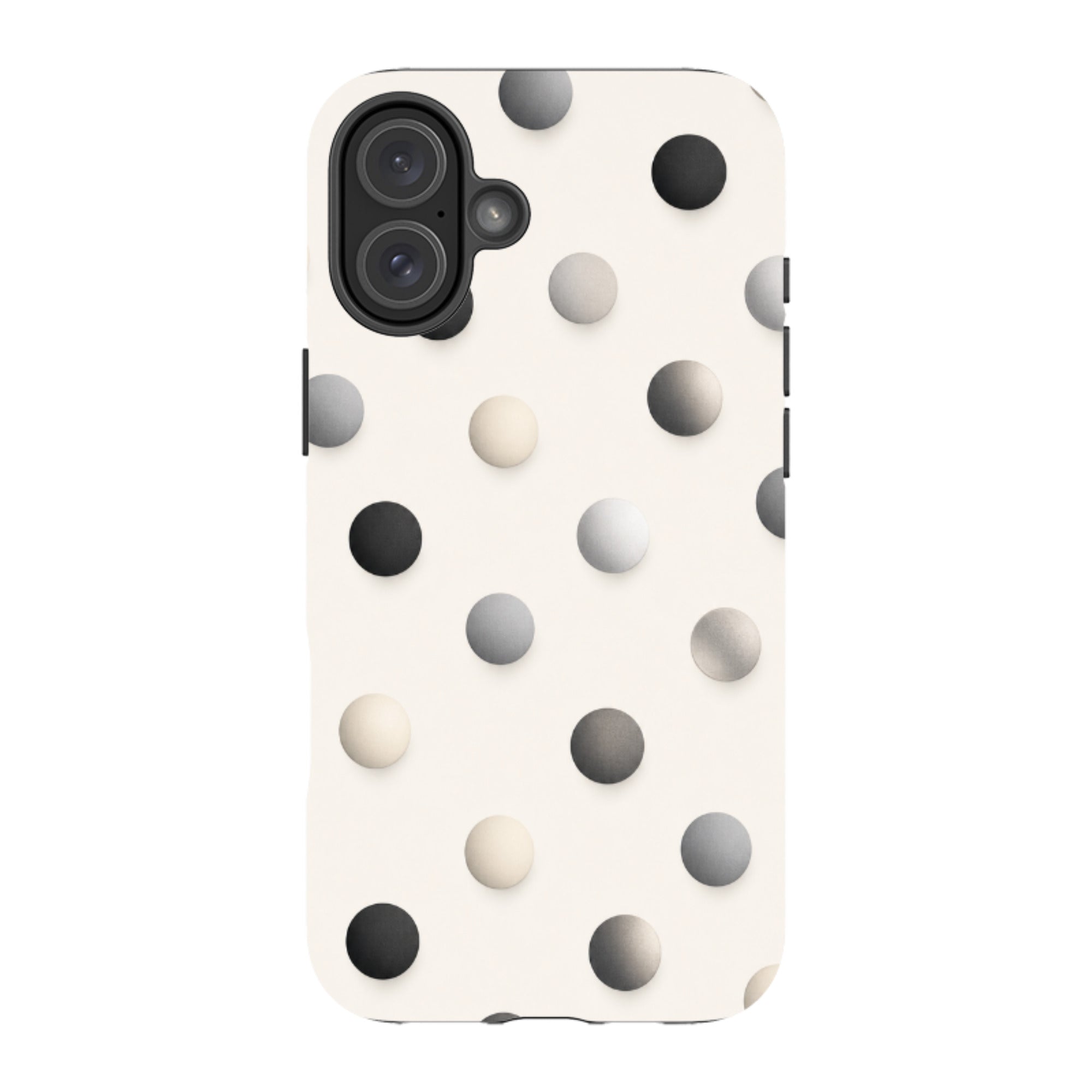 iPhone Tough Case - Cream & Grey Polka Dot