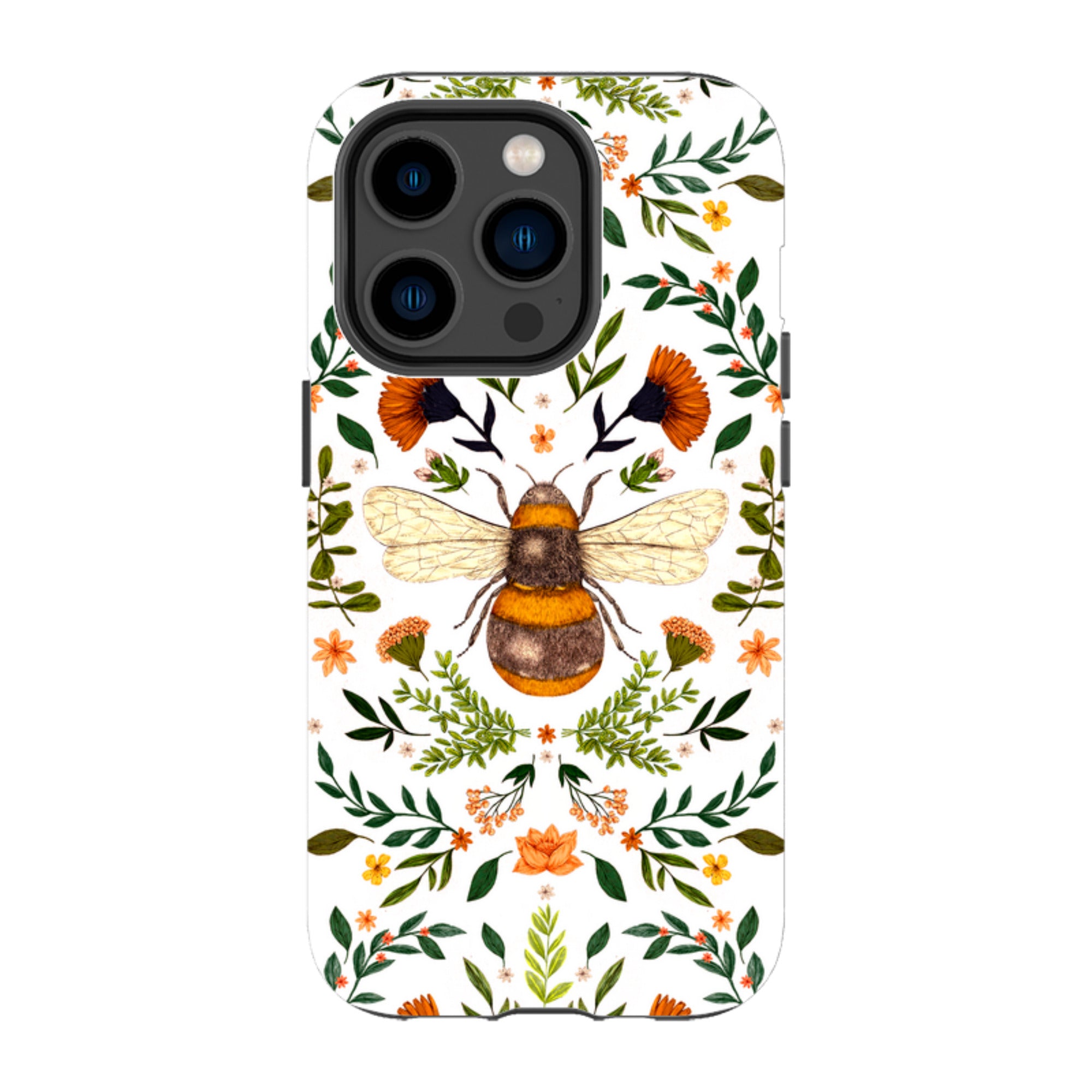 iPhone Tough Case - Botanical Bee White By Jade Mosinski