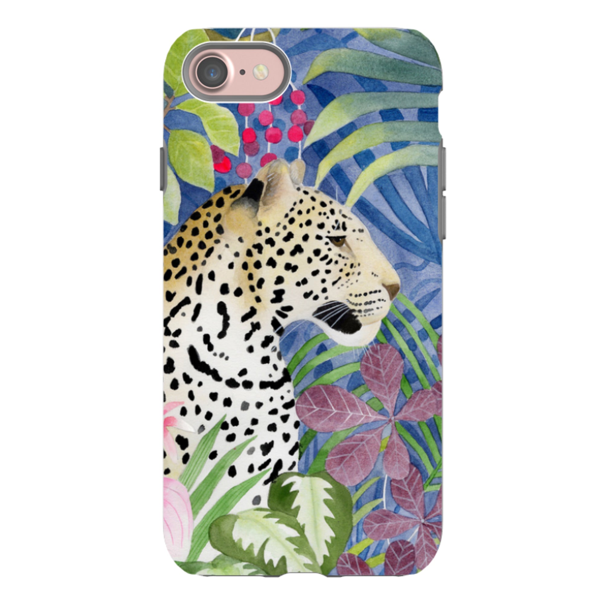iPhone Tough Case - Blue Jungle Leopard By Bex Parkin