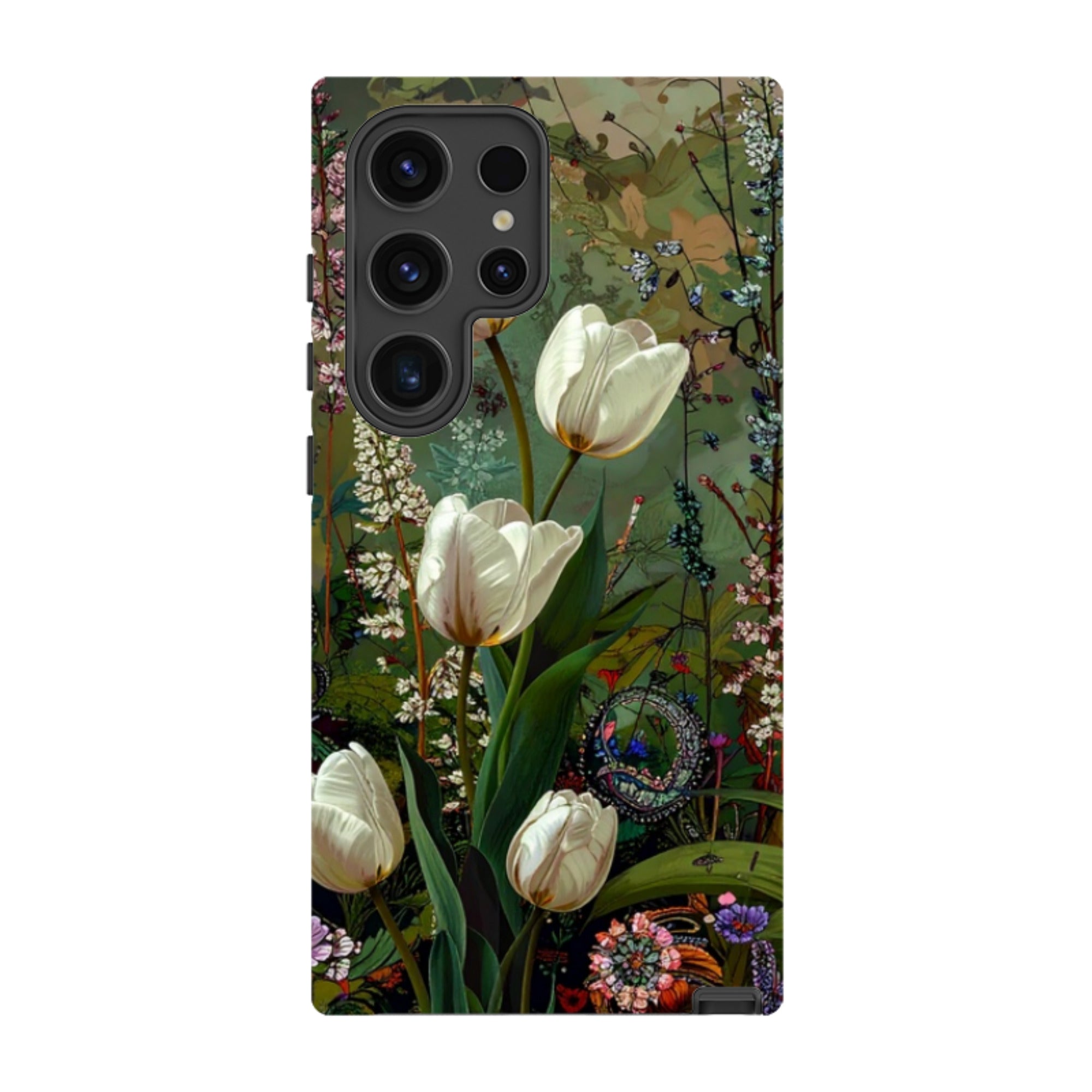 Samsung Tough Case - Green Vyne white Tulips