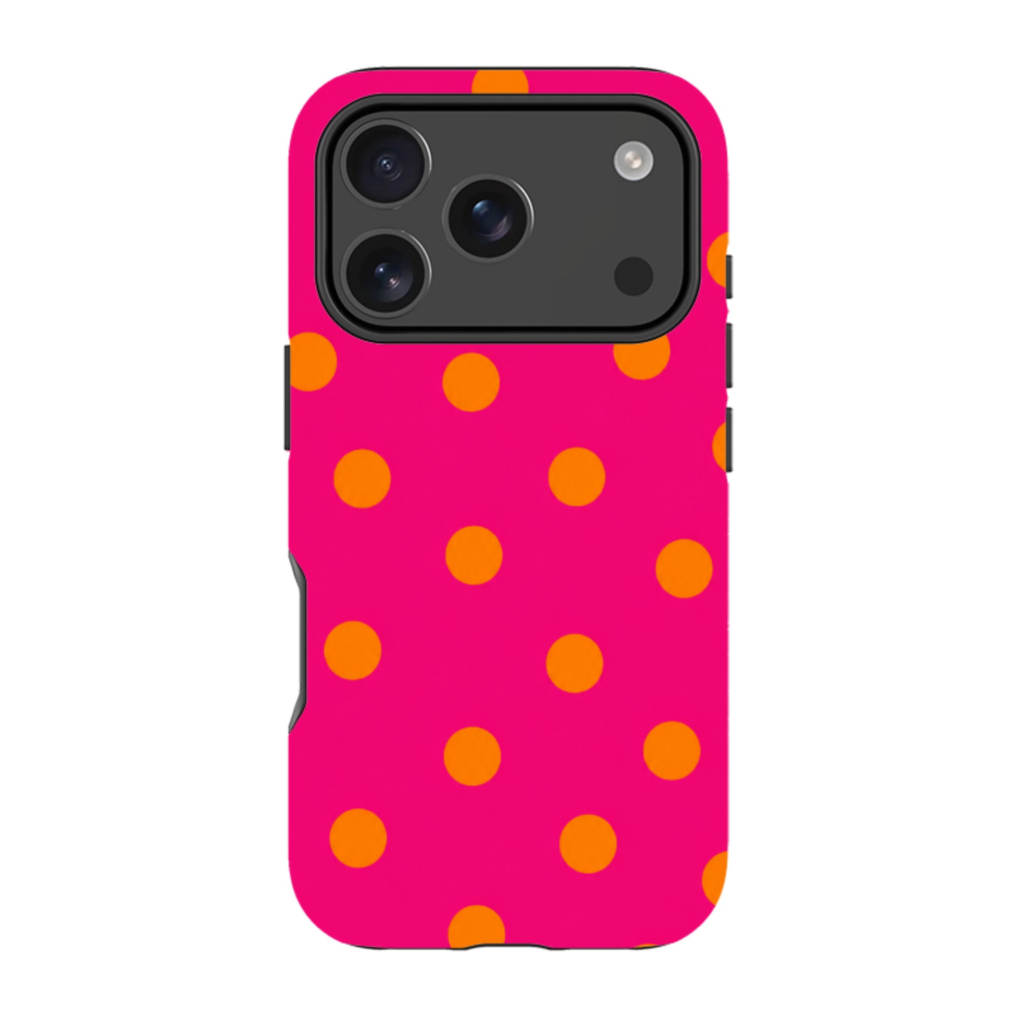 iPhone MagSafe Tough Case - Hot Pink & Orange Polka Dot