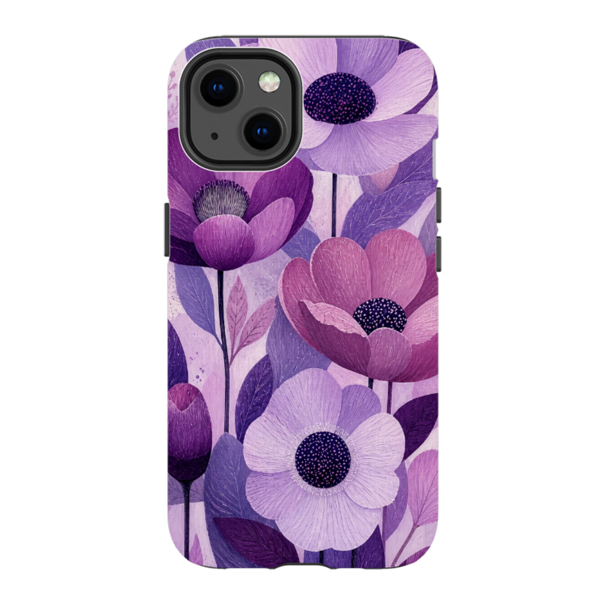 iPhone Tough Case - Purple Woodgrain Floral