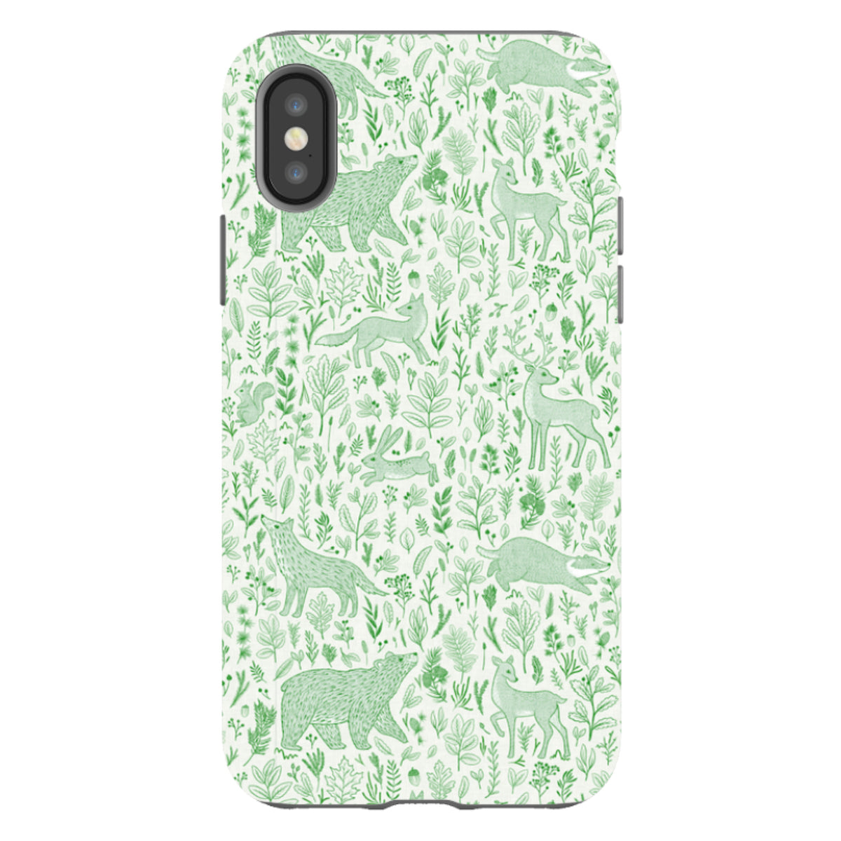 iPhone Tough Case - Forest animals green By Katherine Quinn