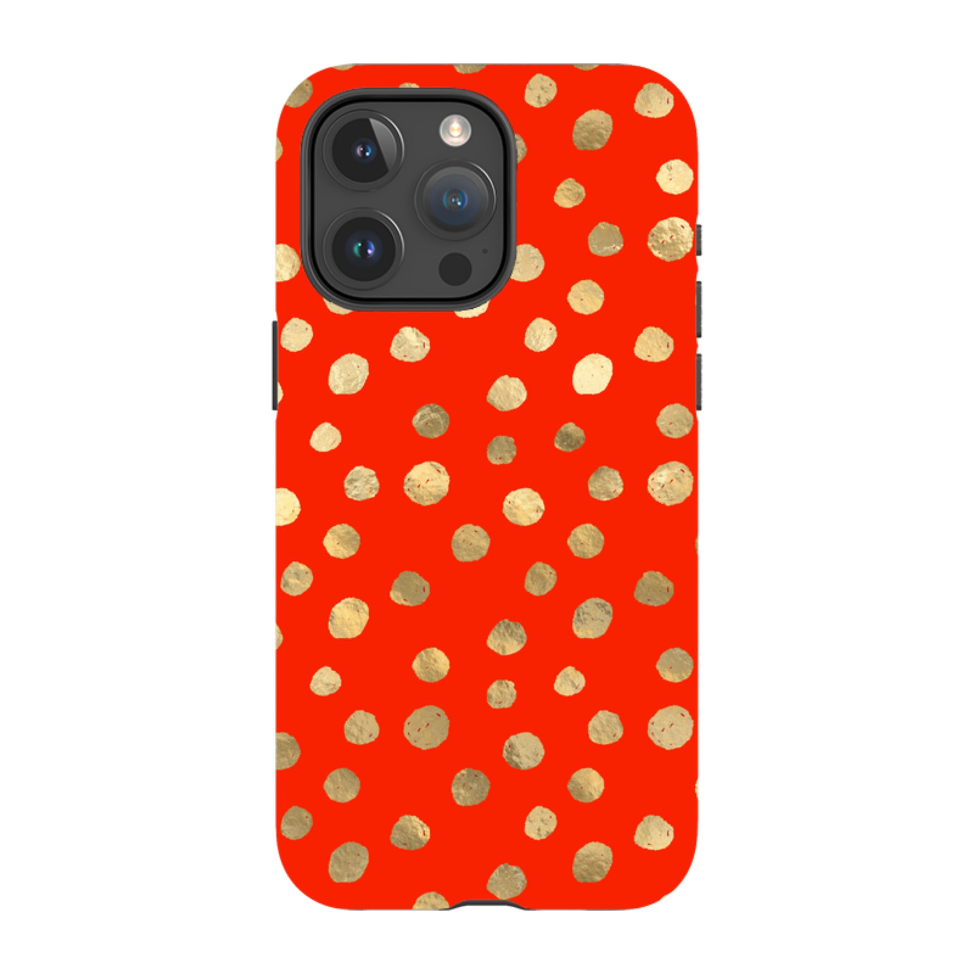 iPhone Tough Case - Red and Golden Dots