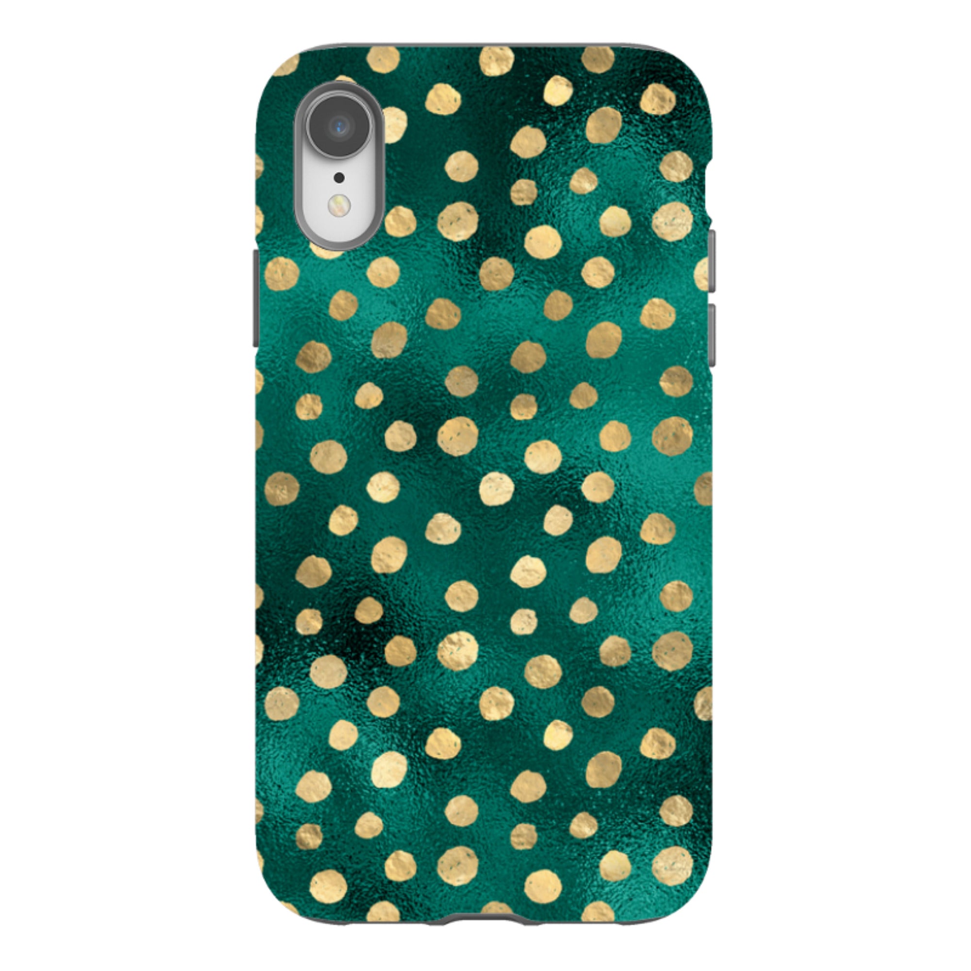 iPhone Tough Case - Forest and Gold Dots