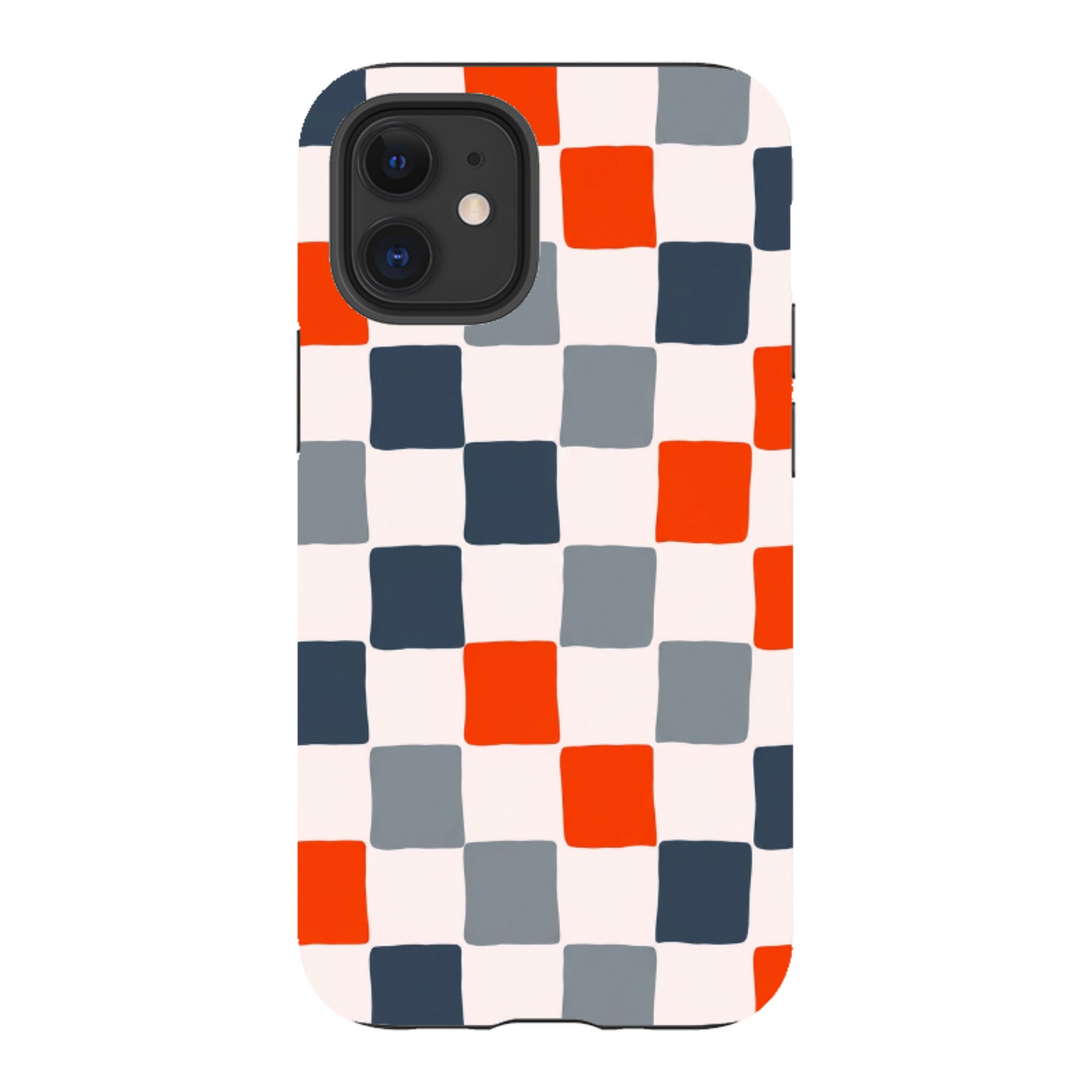 iPhone Tough Case - Orange & Navy Checkerboard
