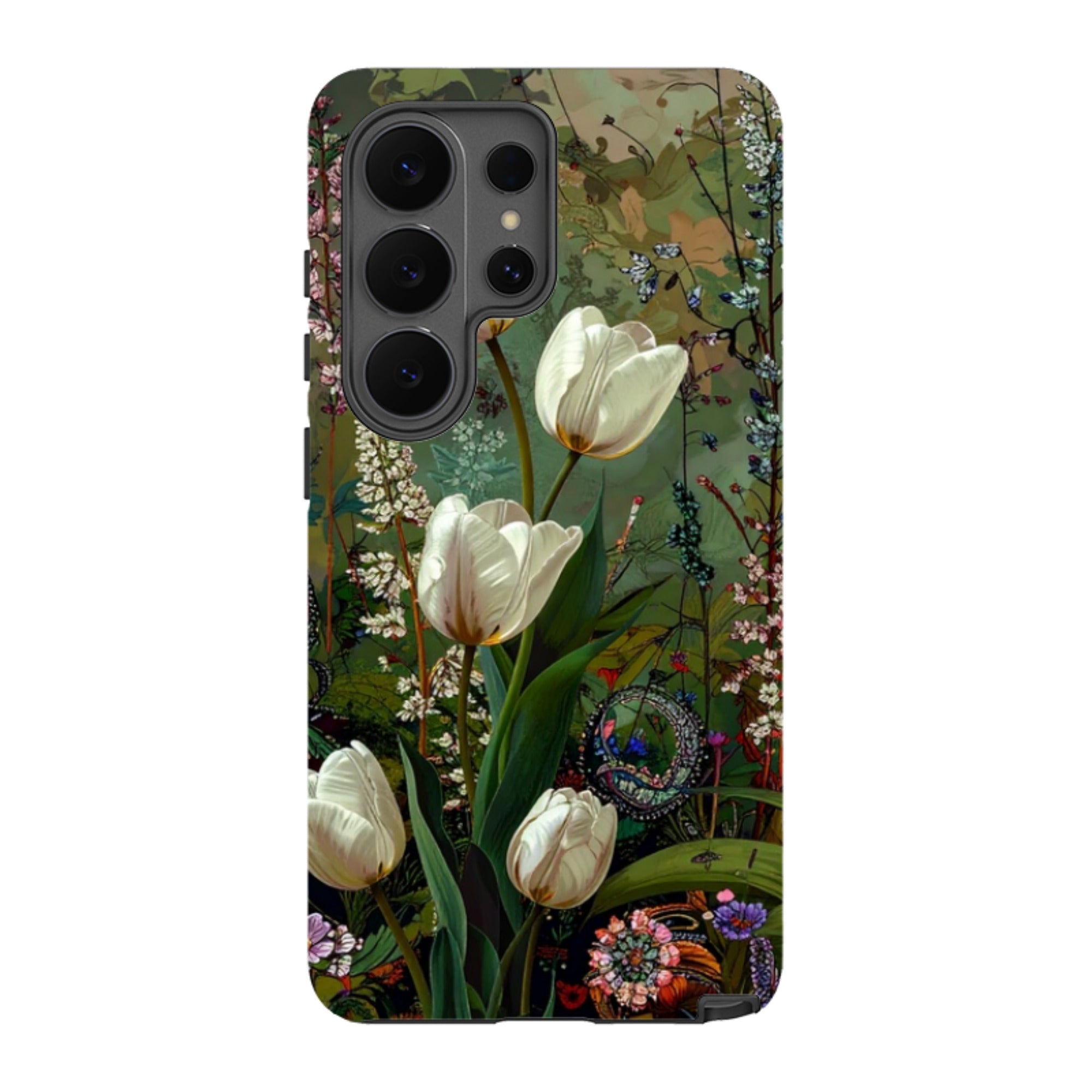 Samsung Tough Case - Green Vyne white Tulips
