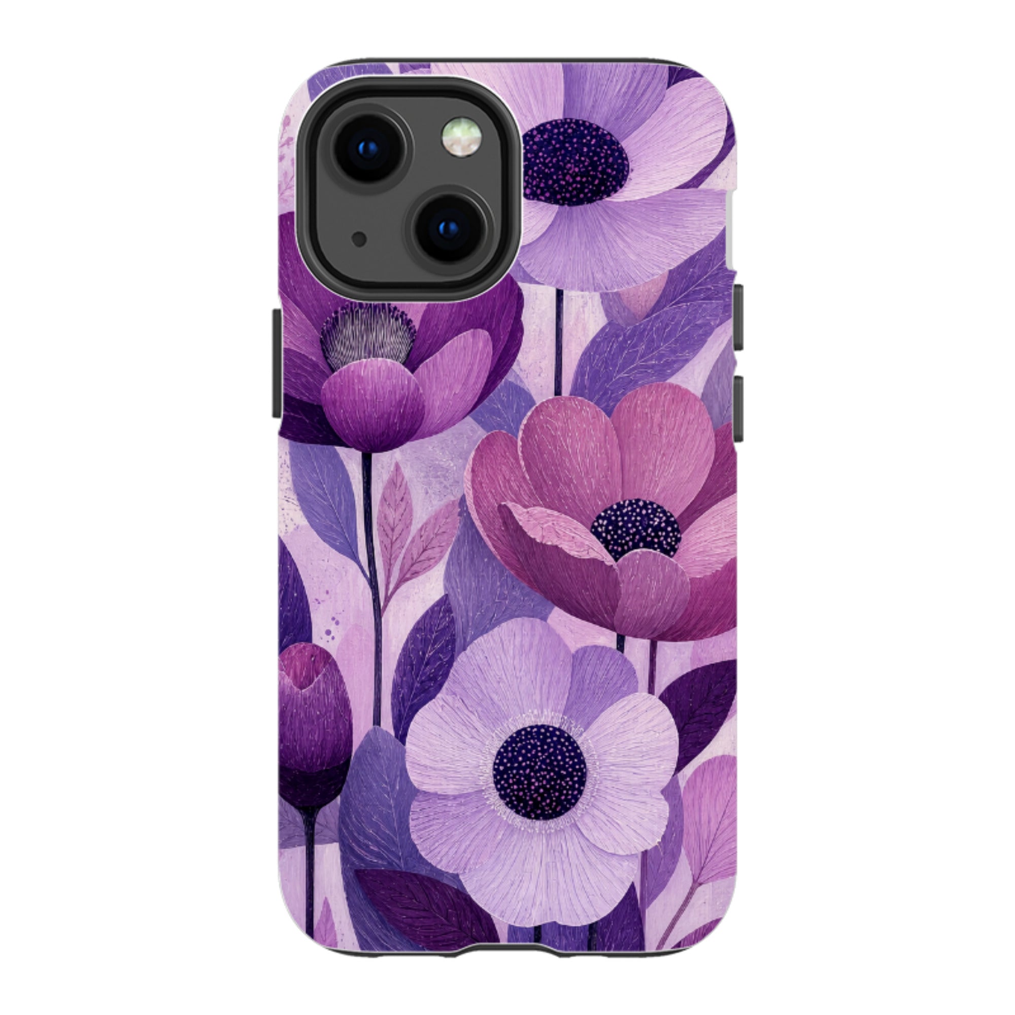 iPhone Tough Case - Purple Woodgrain Floral